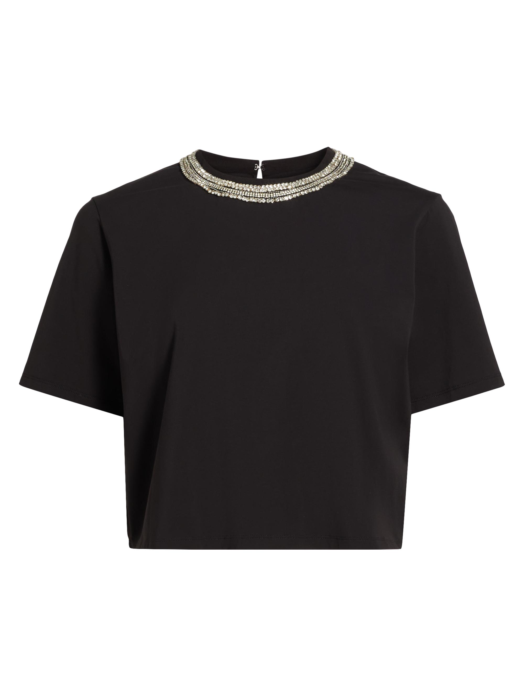 Veronica Beard Women's Sebastian Crystal-Embellished Short-Sleeve T-Shirt - Black