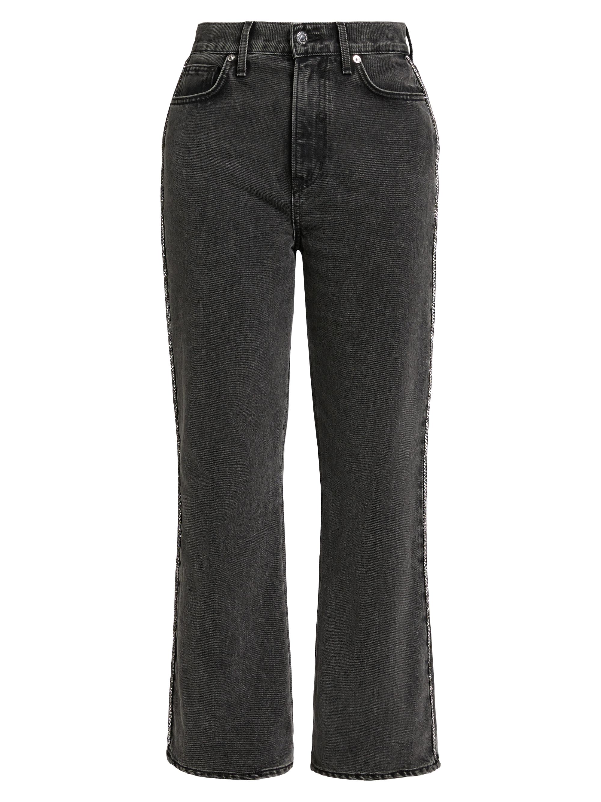 Veronica Beard Women's Dylan Crystal-Embellished High-Rise Straight-Leg Jeans - Washed Onyx