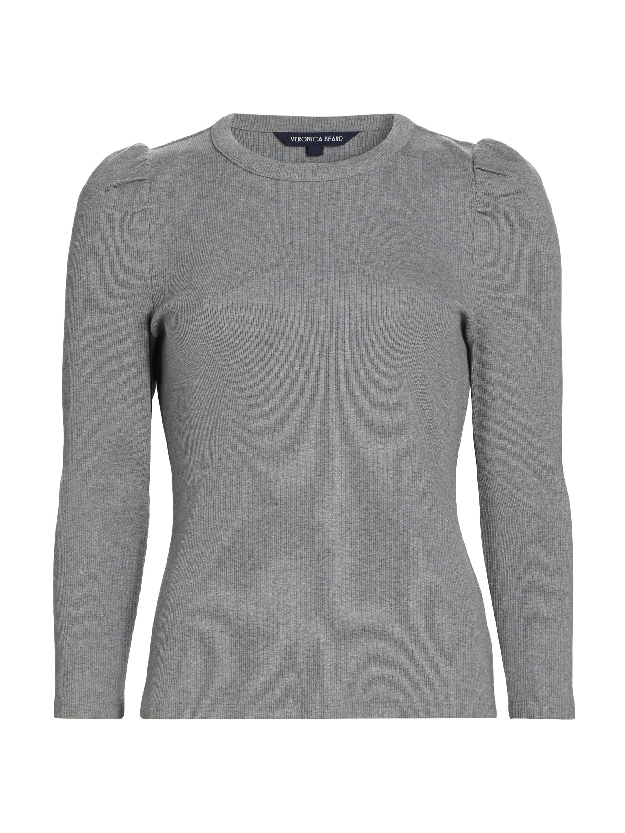 Veronica Beard Women's Britney Stretch Cotton Puff-Sleeve Top Heather Grey