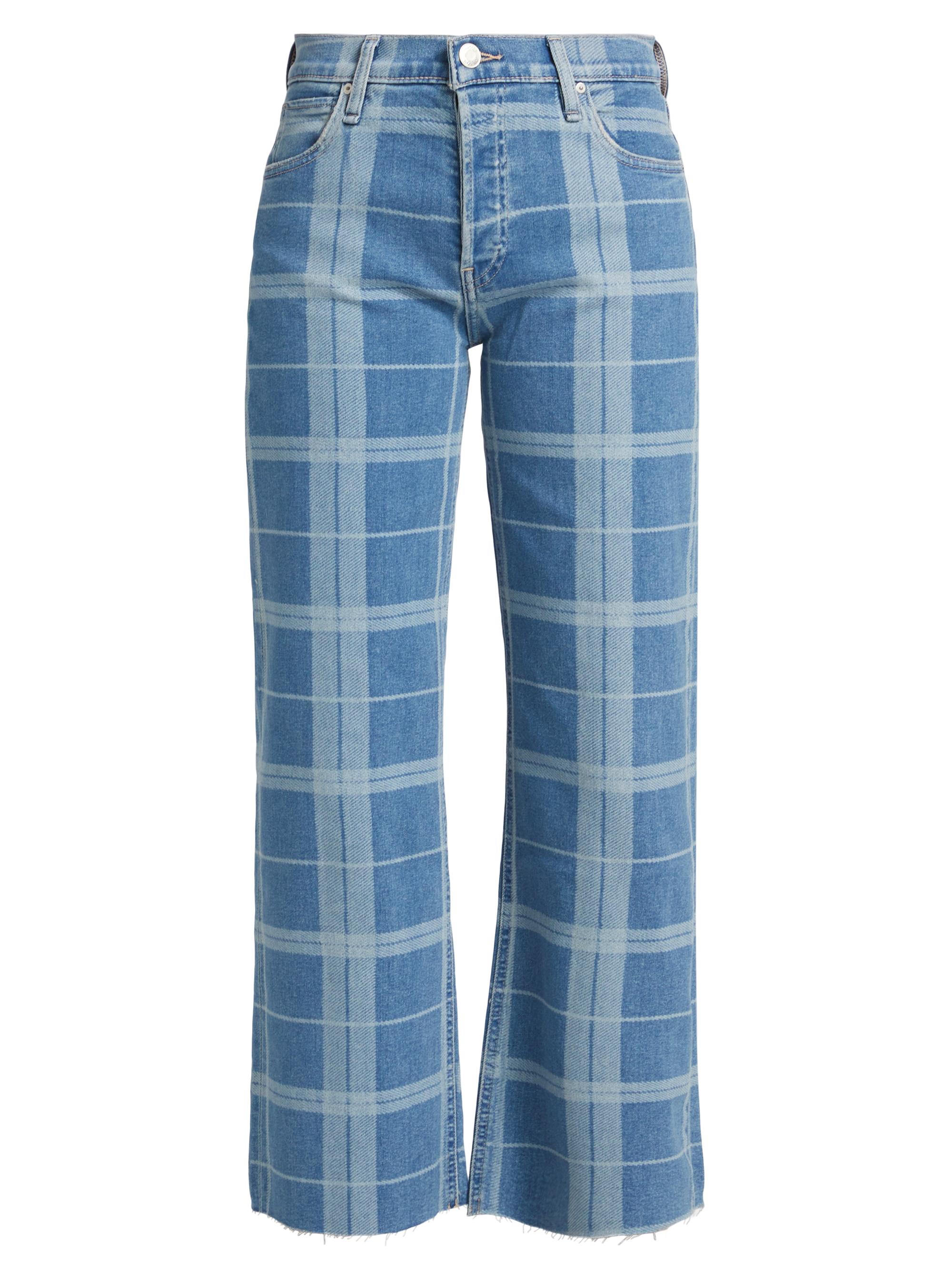 Hudson Jeans Women's Rosie High-Rise Wide-Leg Ankle Jeans - Plaid Indigo - Women's Clothing