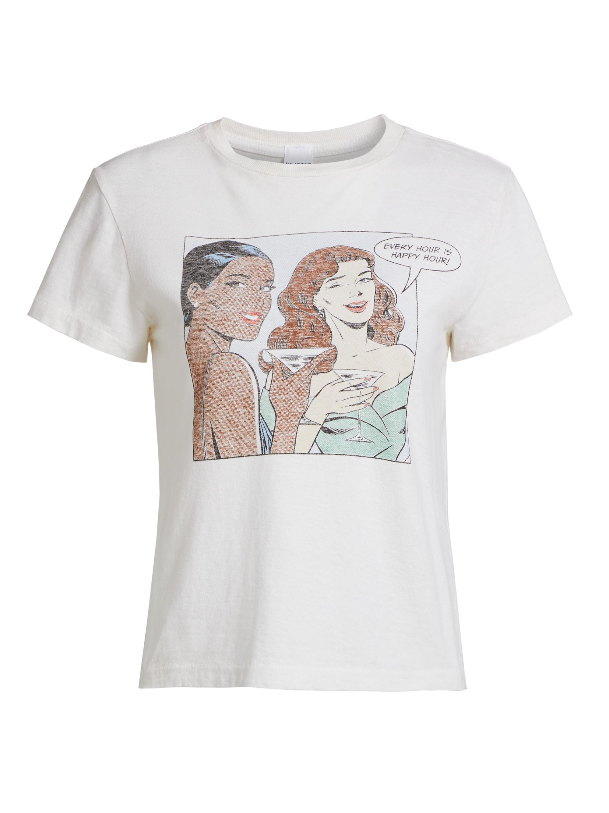 Re/done Women's Happy Hour Graphic T-Shirt - Vintage White