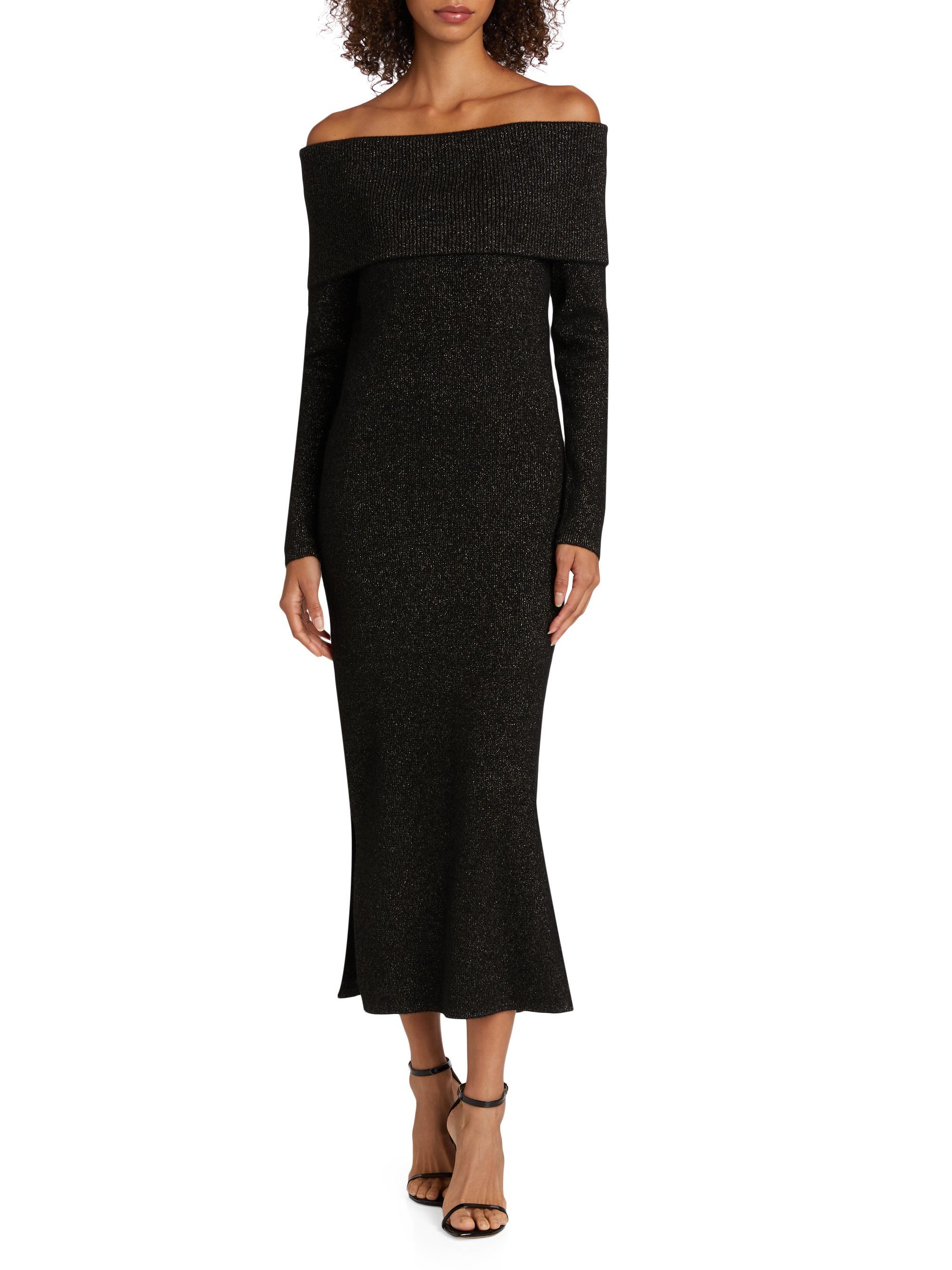 tahari off the shoulder dress Elie Tahari Silk Off-the-shoulder Midi-dress In Blue Multi