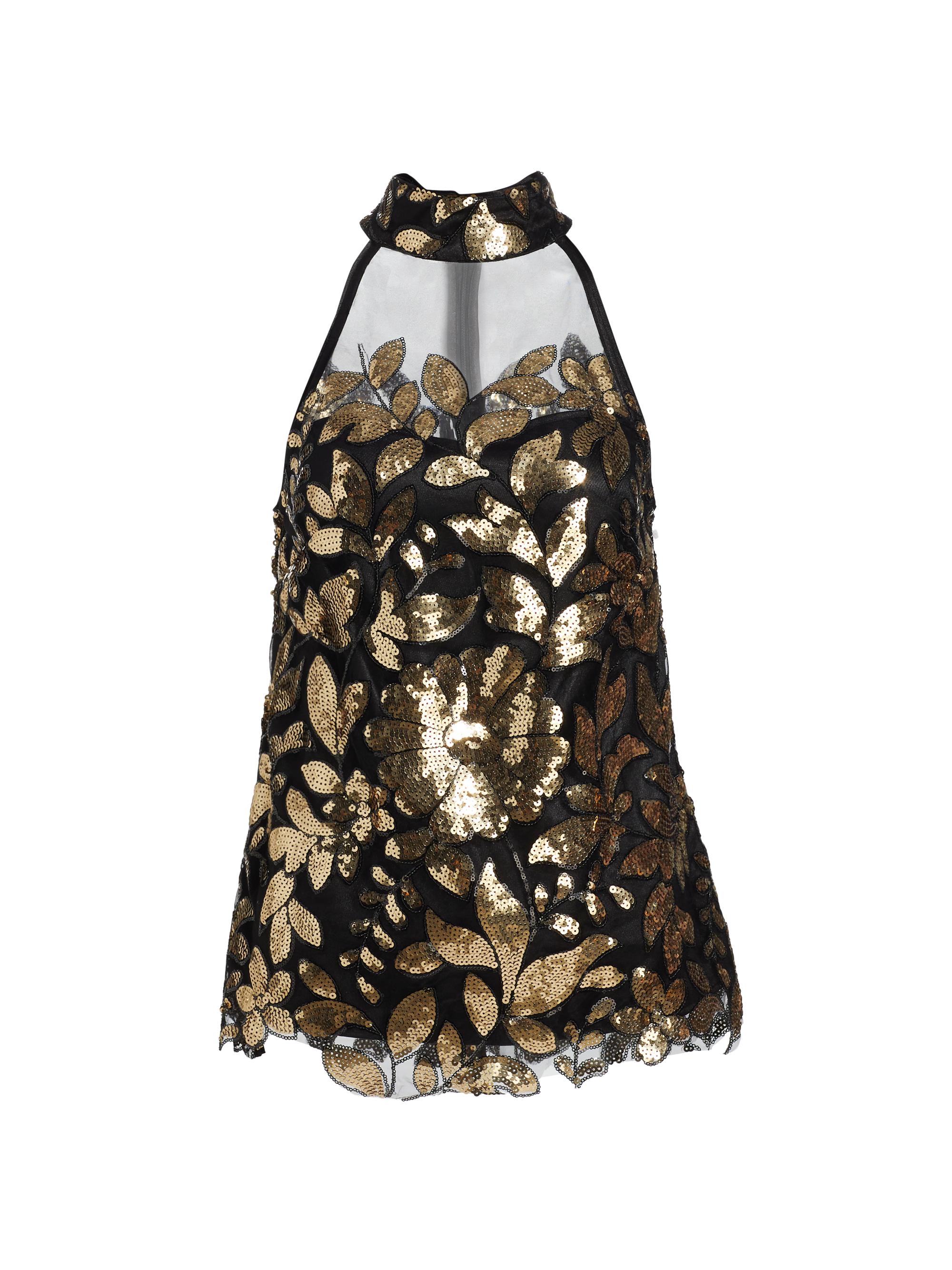 Elie Tahari Women's Heritage Isabella Sequin Top - Crested Floral Sequin