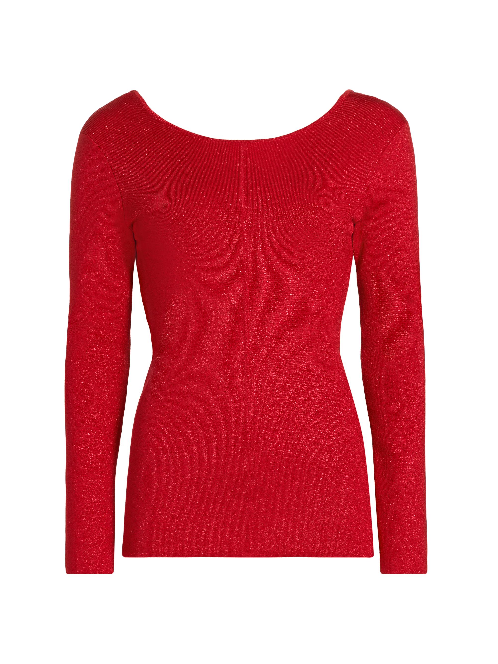 Elie Tahari Women's Heritage The Gia Drape Back Lurex Top - Ruby Red Lurex