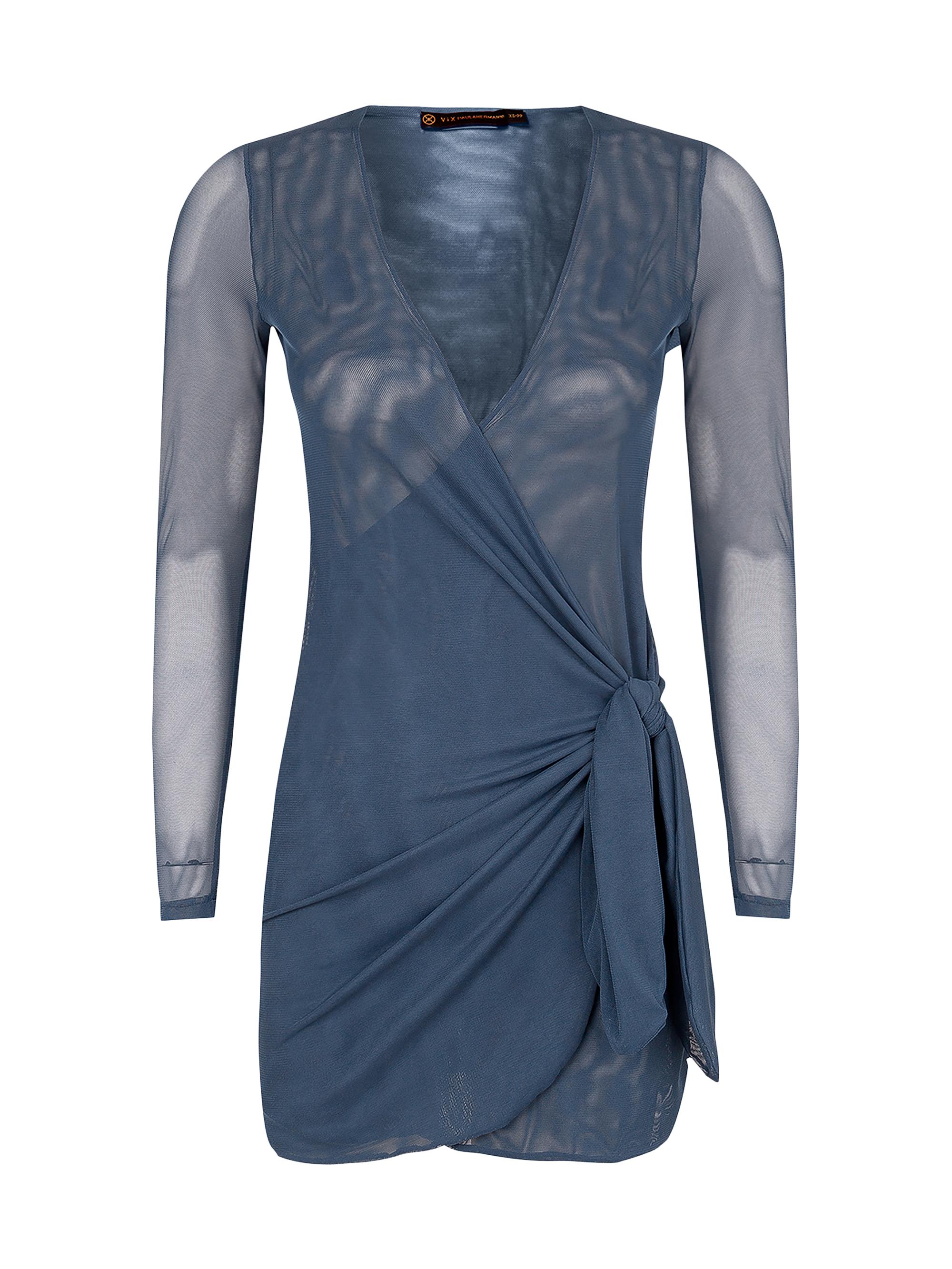 ViX by Paula Hermanny Women's Solid Emily Long-Sleeve Coverup Dress - Blue