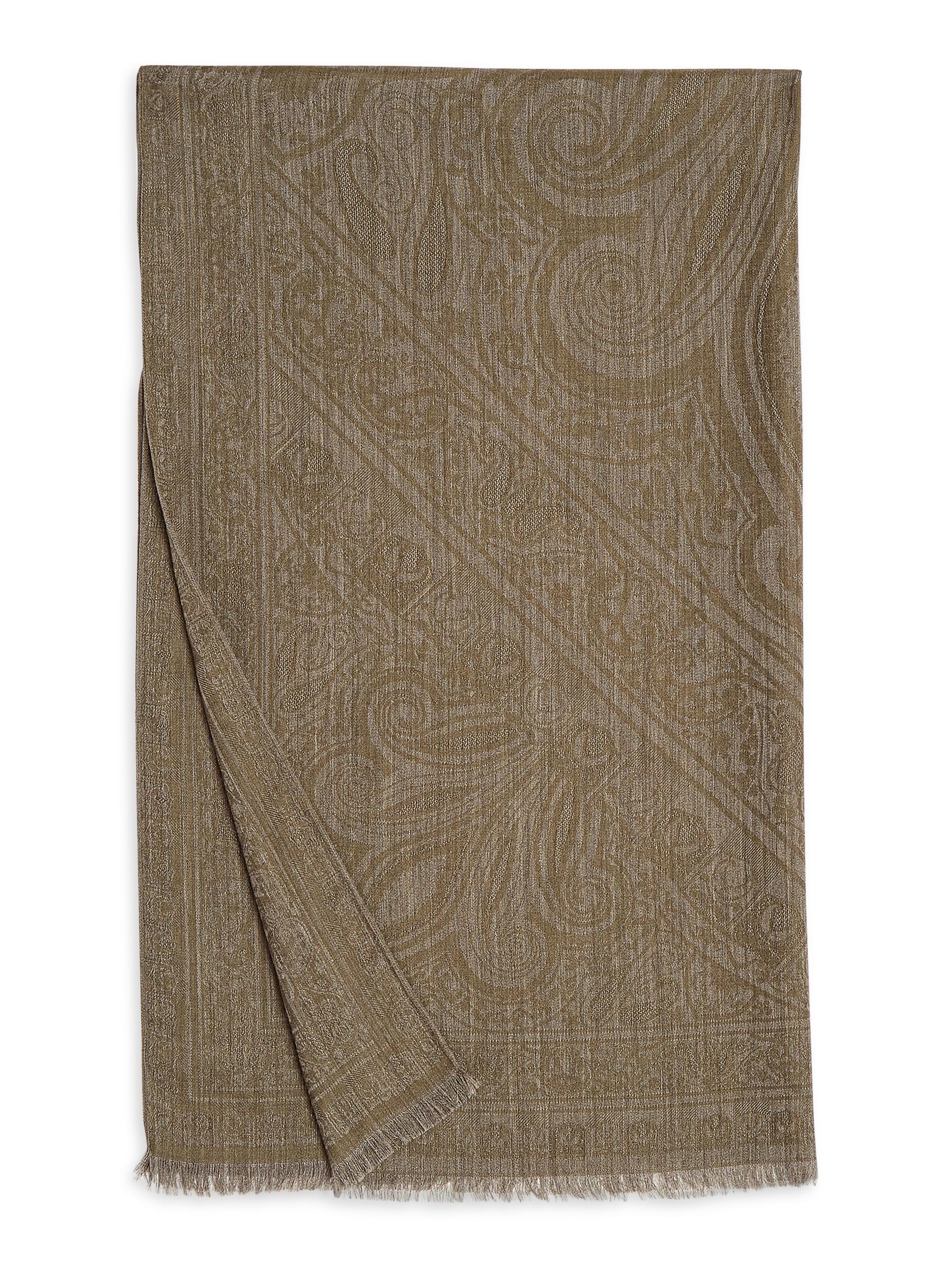 Loro Piana Women's Sherazade Jacquard Cashmere-Silk Scarf - Deep Lichen Green Frost Gray