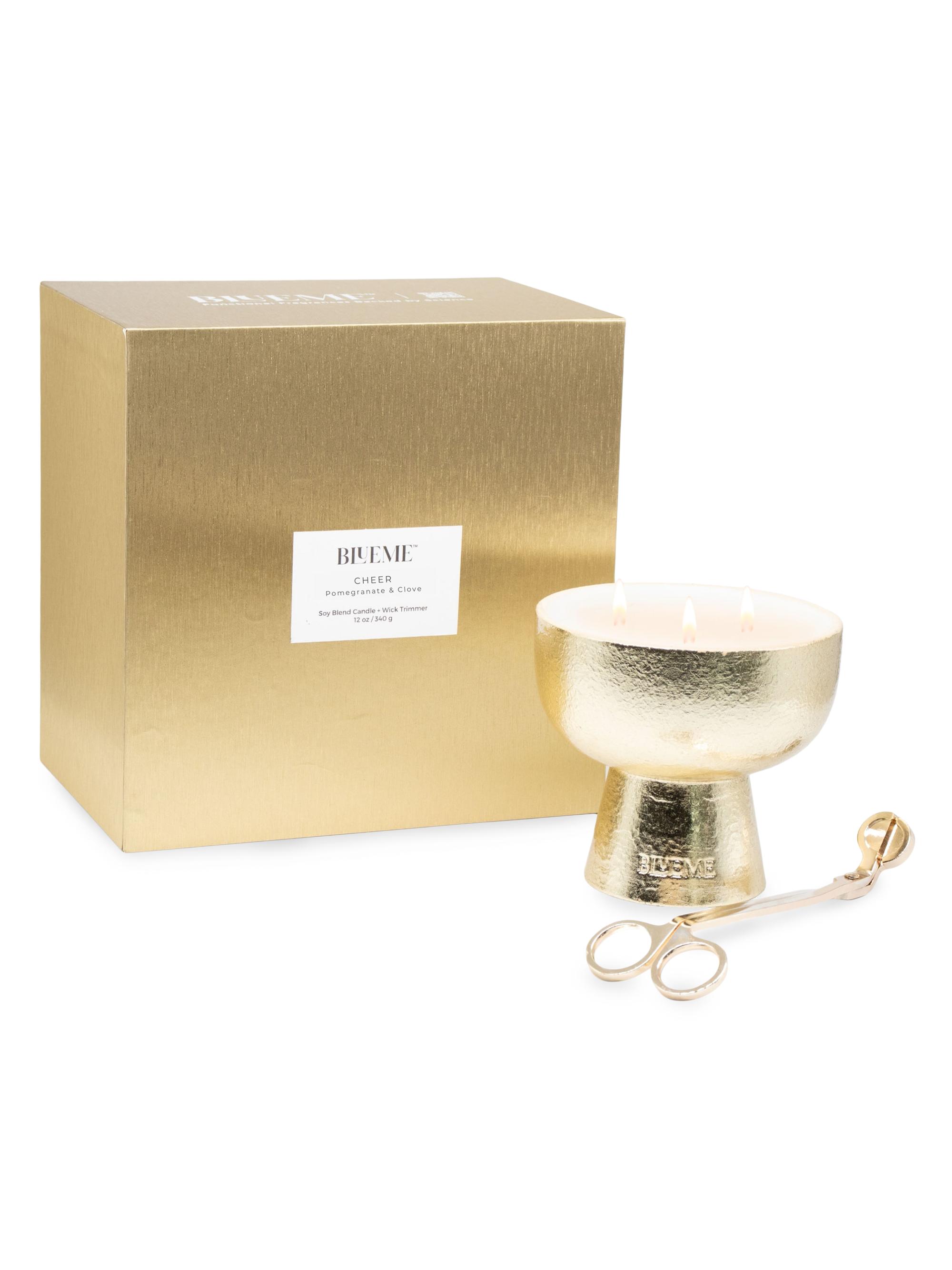 Blueme Gold Cheer 2-Piece Candle & Wick Trimmer Set