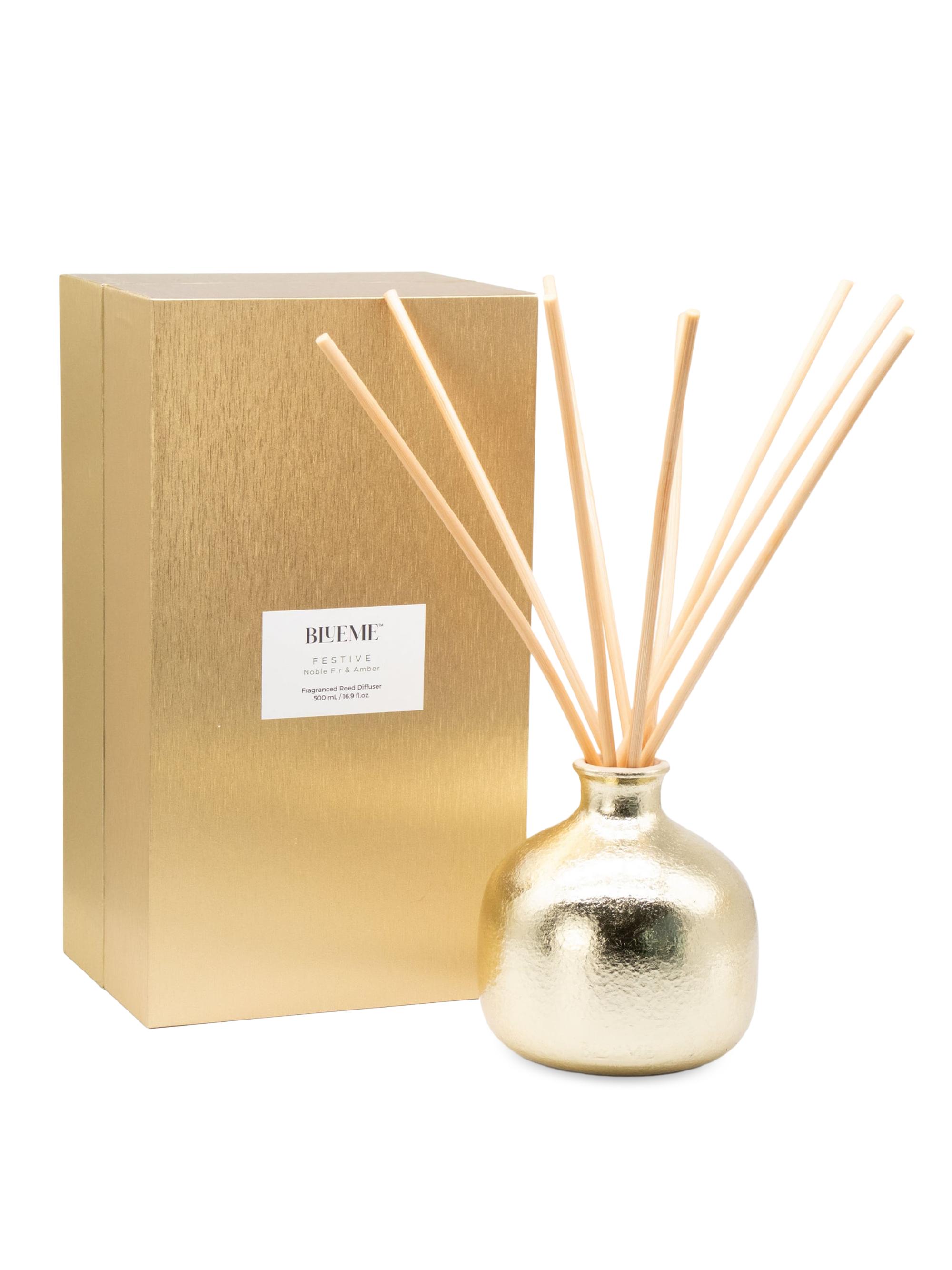 Blueme Gold Holiday Festive Noble Fir & Amber Large Diffuser