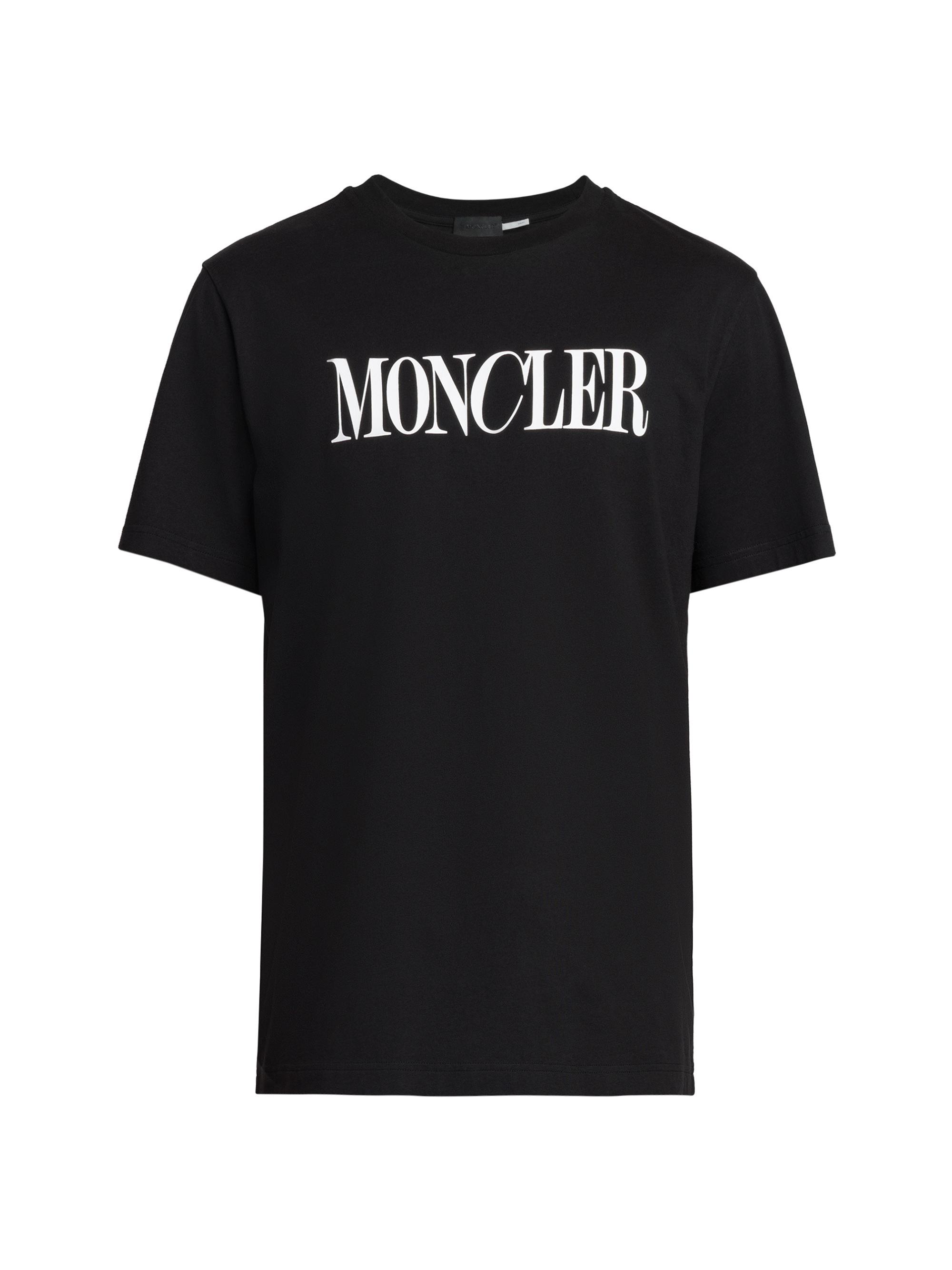 Moncler Men's Logo Short Sleeve Scripted T-Shirt - Black