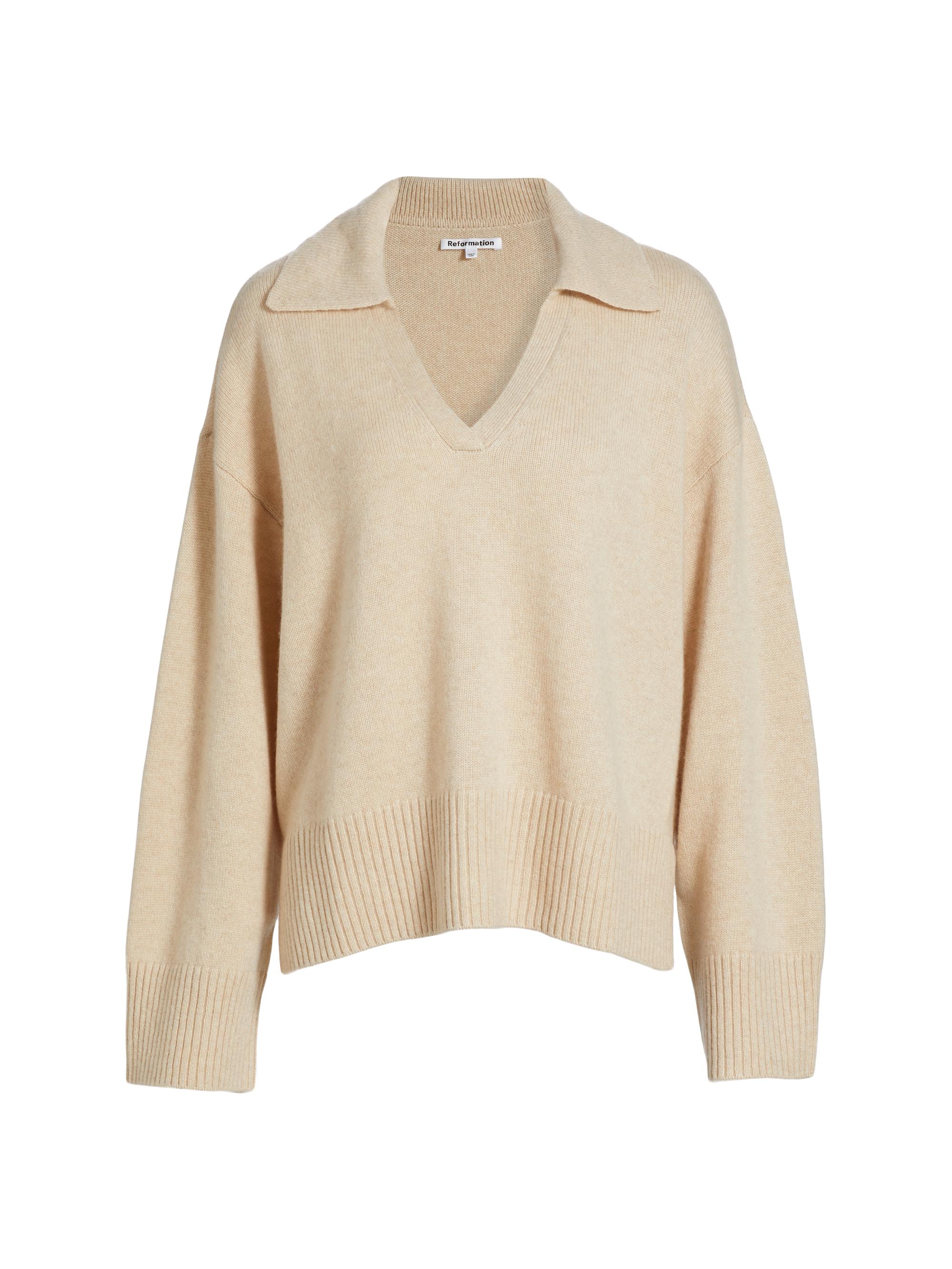 Reformation Sawyer Oversized Cashmere Wool Polo Sweater
