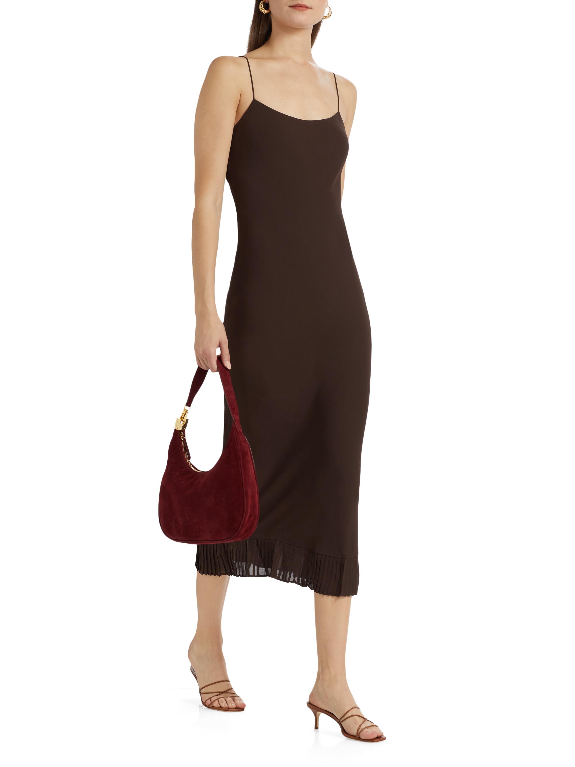 chinese dress ladies Reformation Anaiis Silk Morel Brown High Neck Maxi Dress  The Closet New  York
