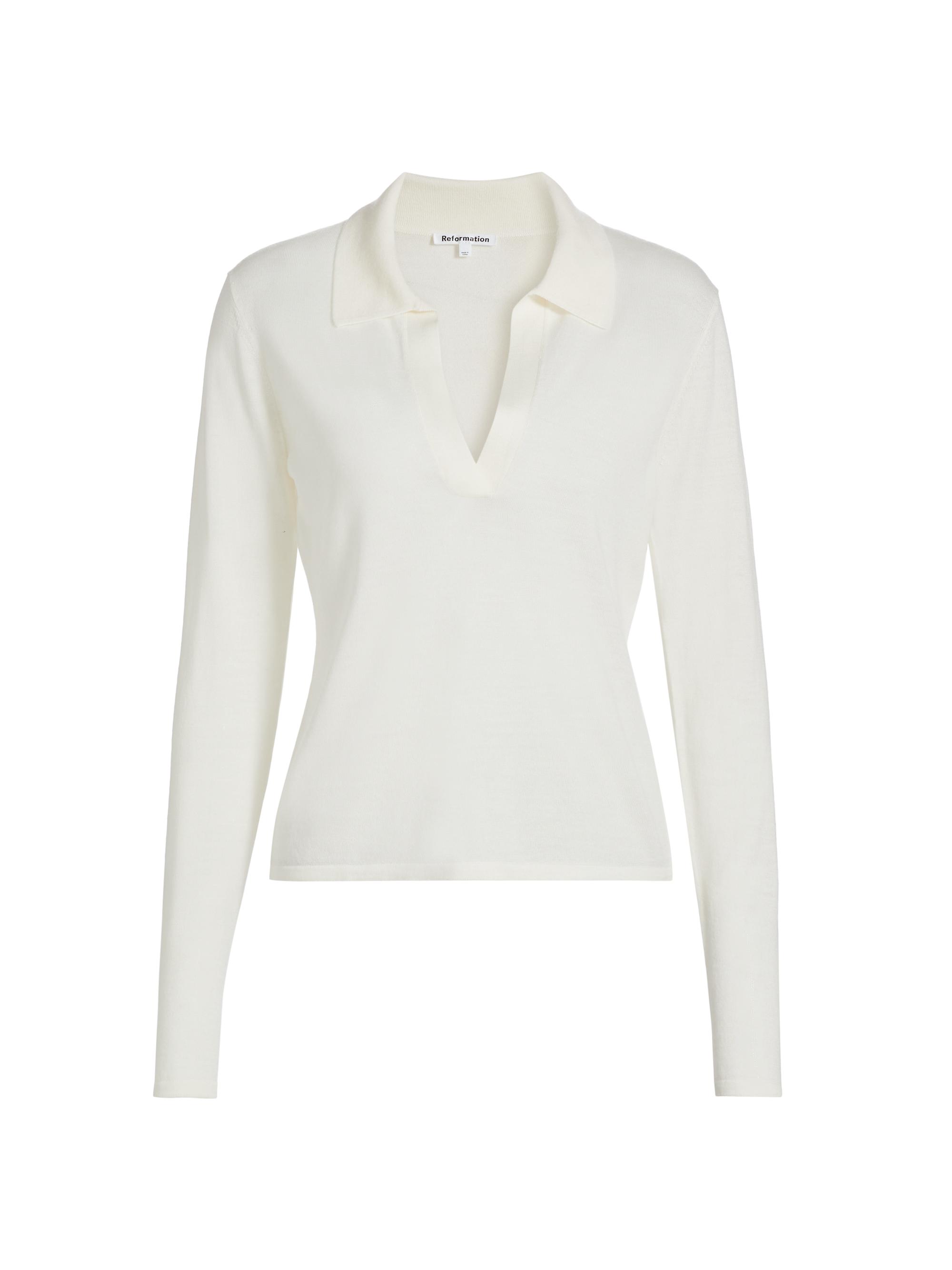 Reformation Women's Lucas Wool Polo Sweater - Cream
