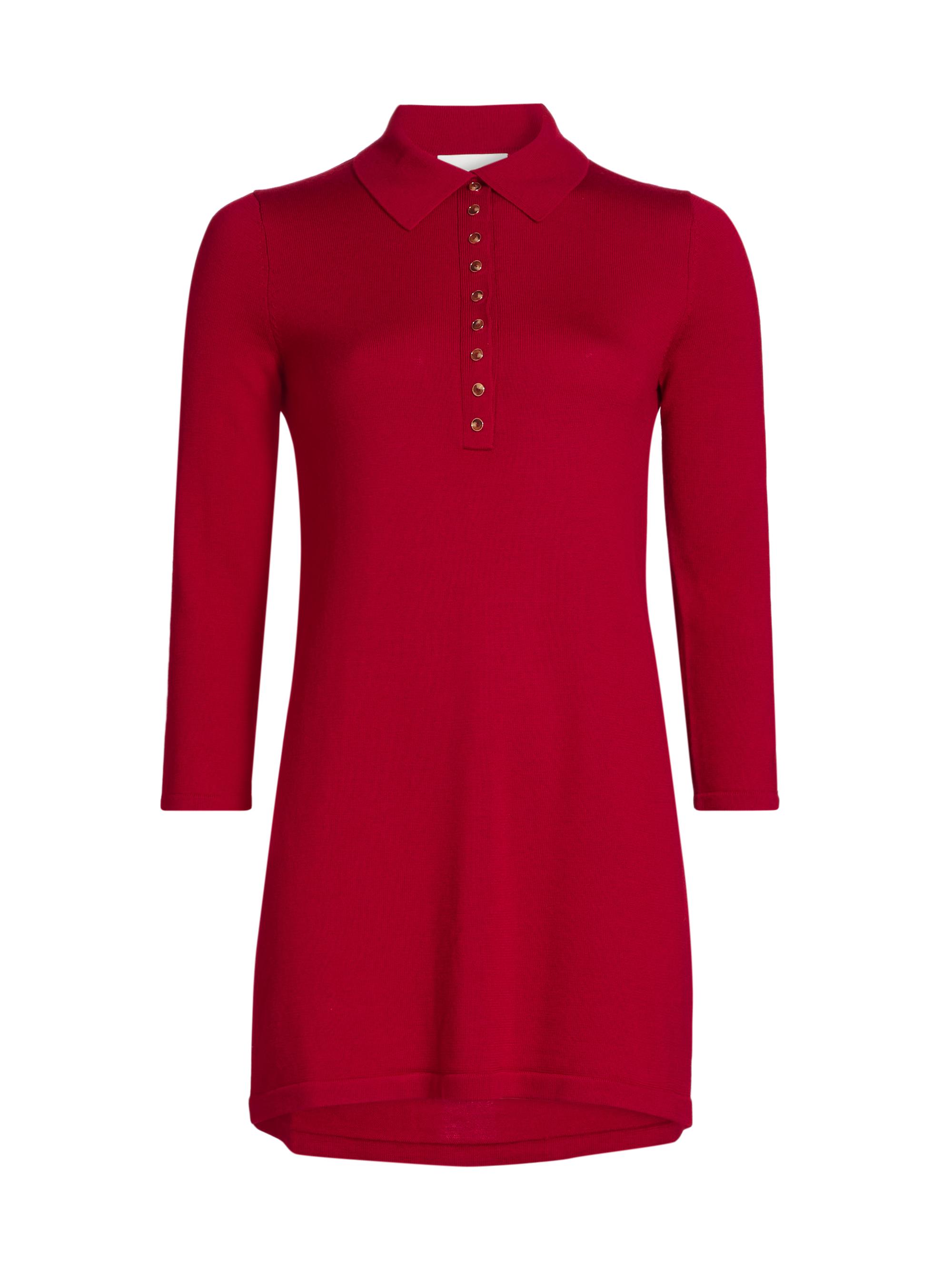 Reformation Women's Luell Wool Polo Minidress - Lipstick