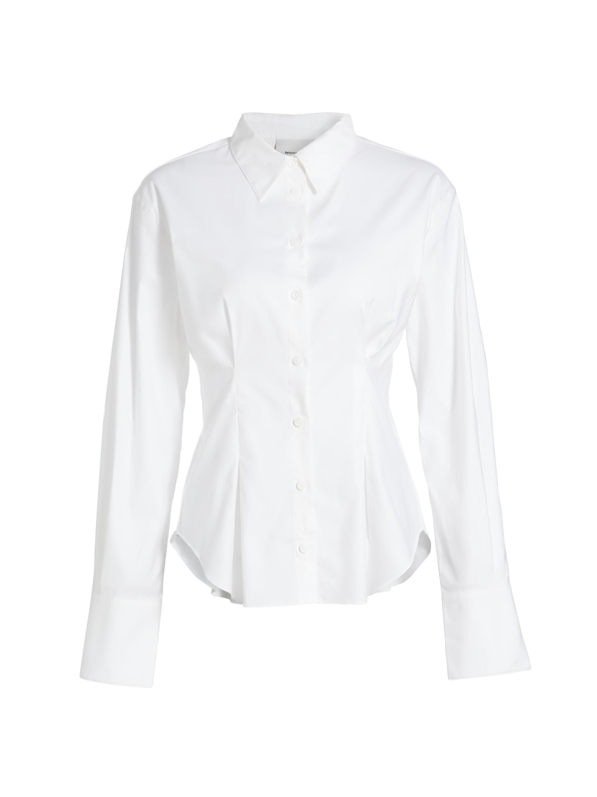 Reformation Women's Becker Cotton Poplin Button-Down Shirt - Bright White
