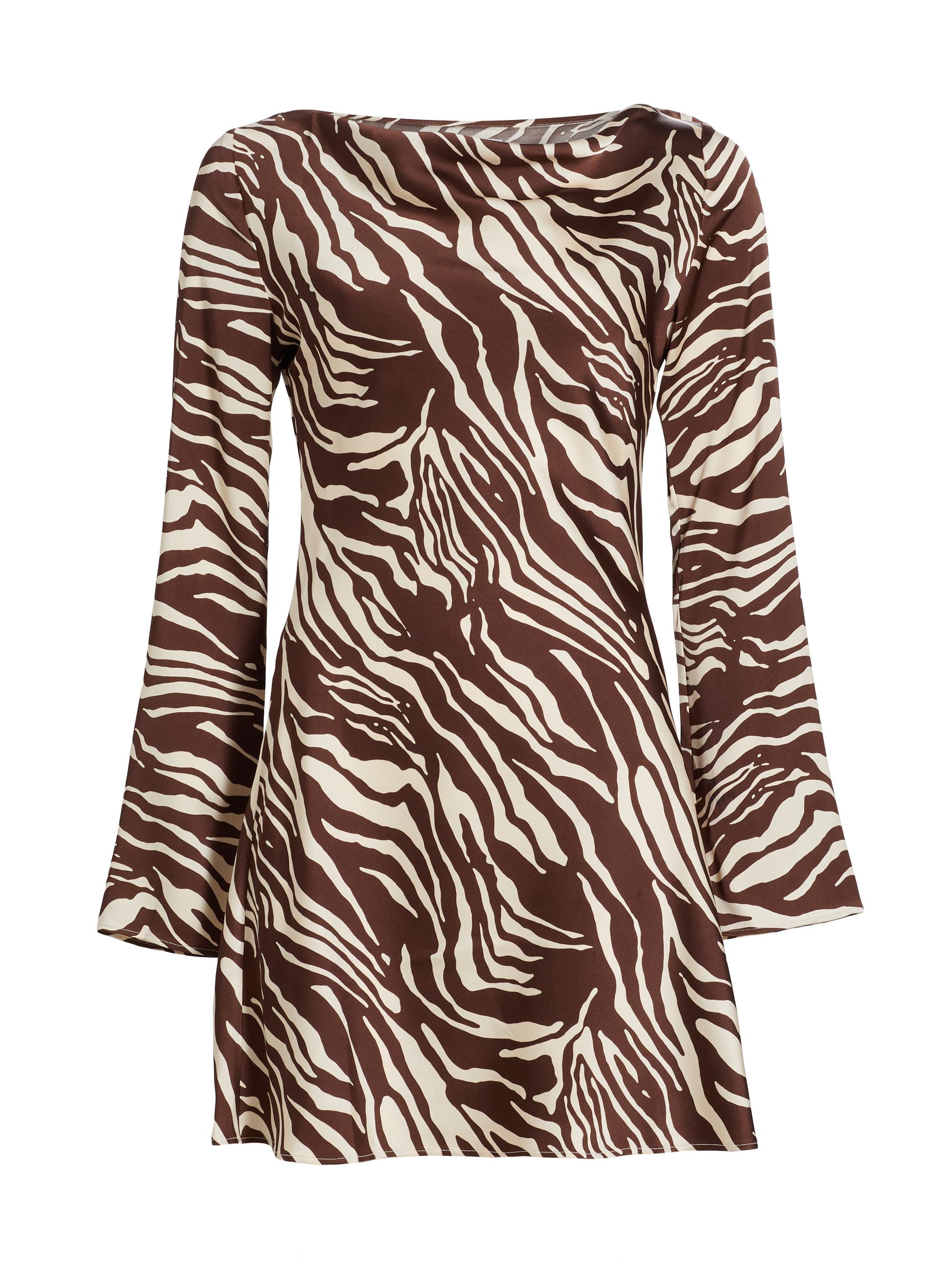 Reformation Pike Zebra Satin Long-Sleeve Minidress | Saks Fifth Avenue