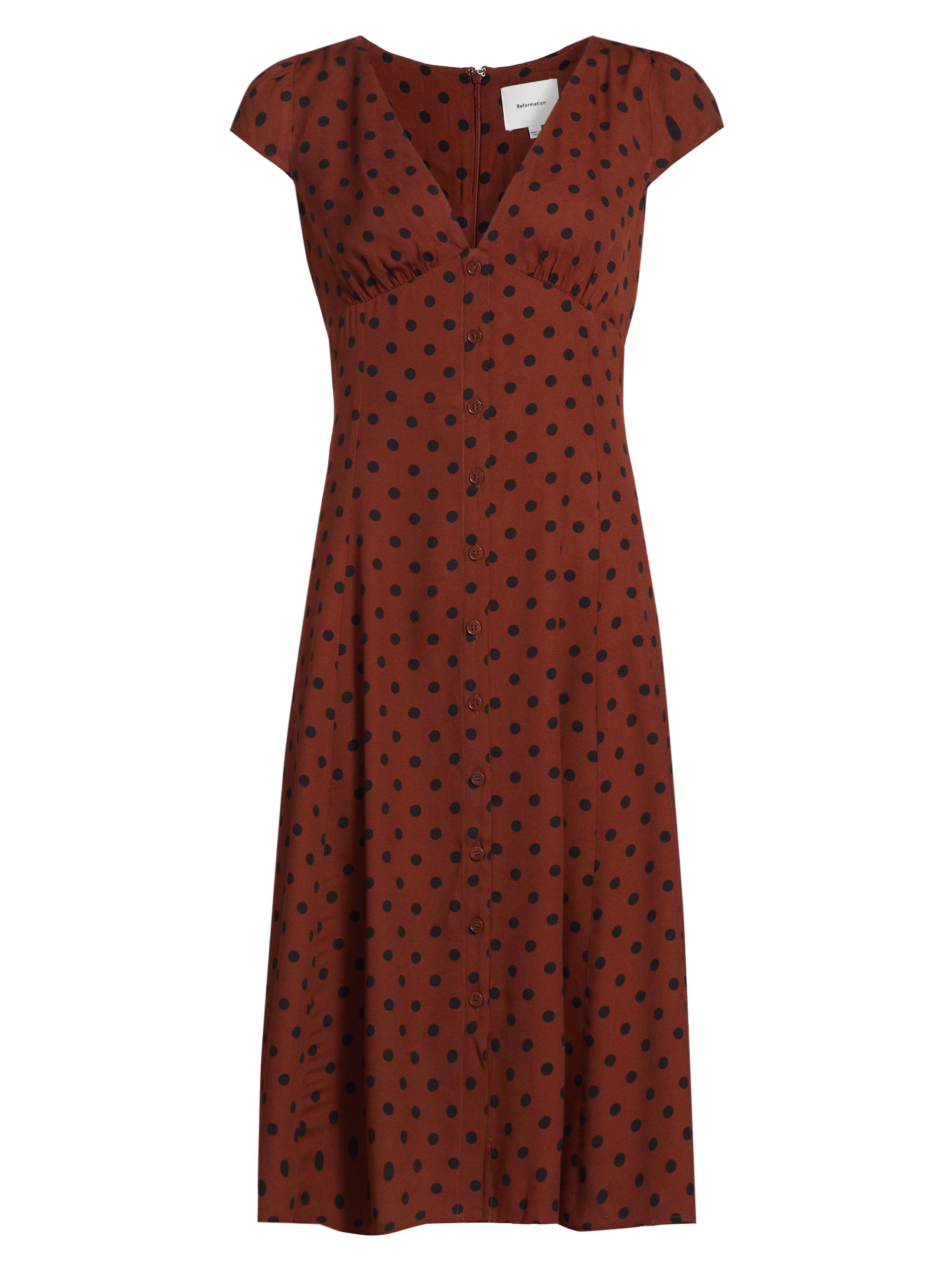 Reformation Women's Wilda Polka-Dot Dress - Fig Jam Dot