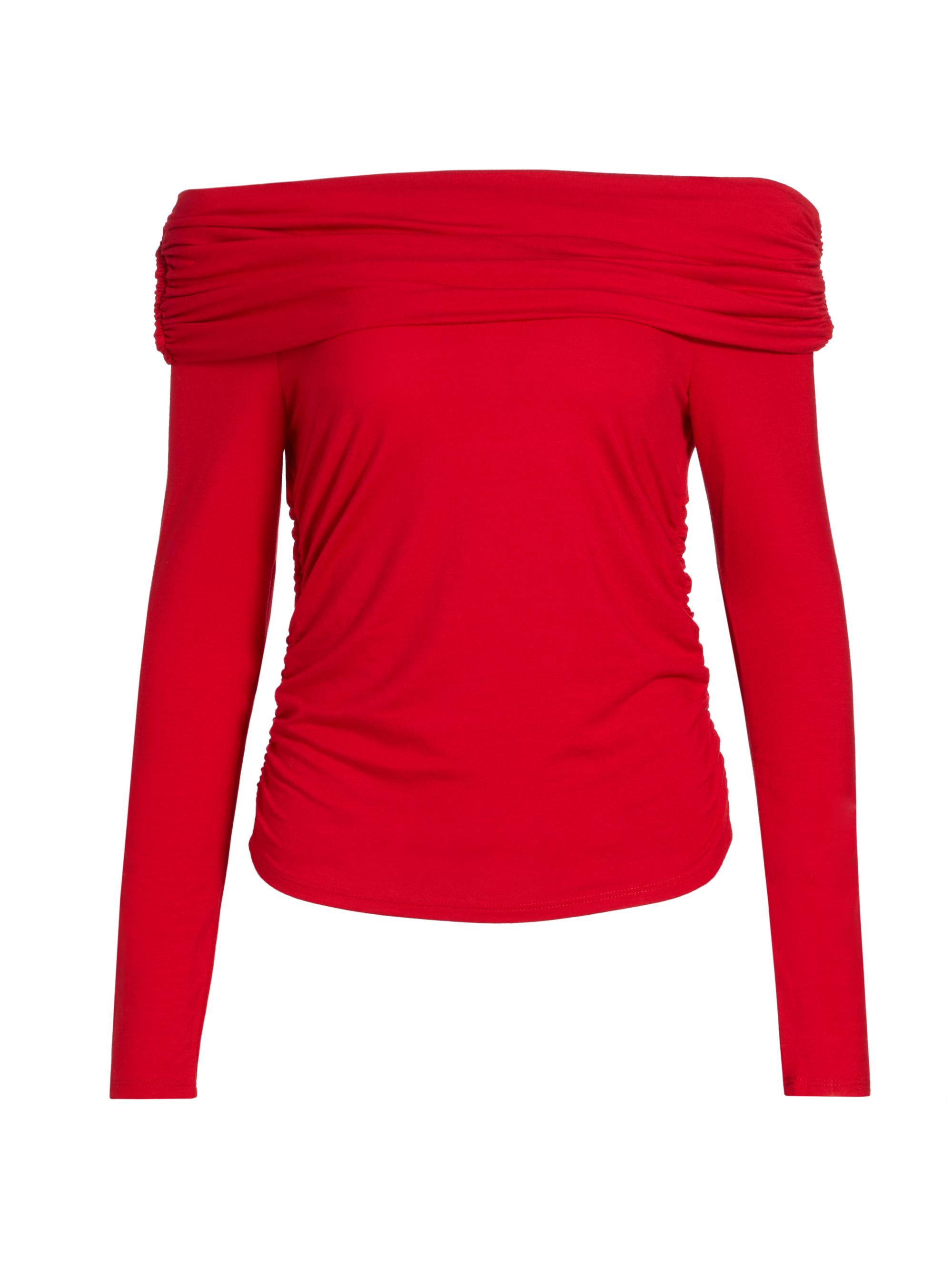 Reformation Women's Florentina Stretch Knit Off-The-Shoulder Top - Lipstick