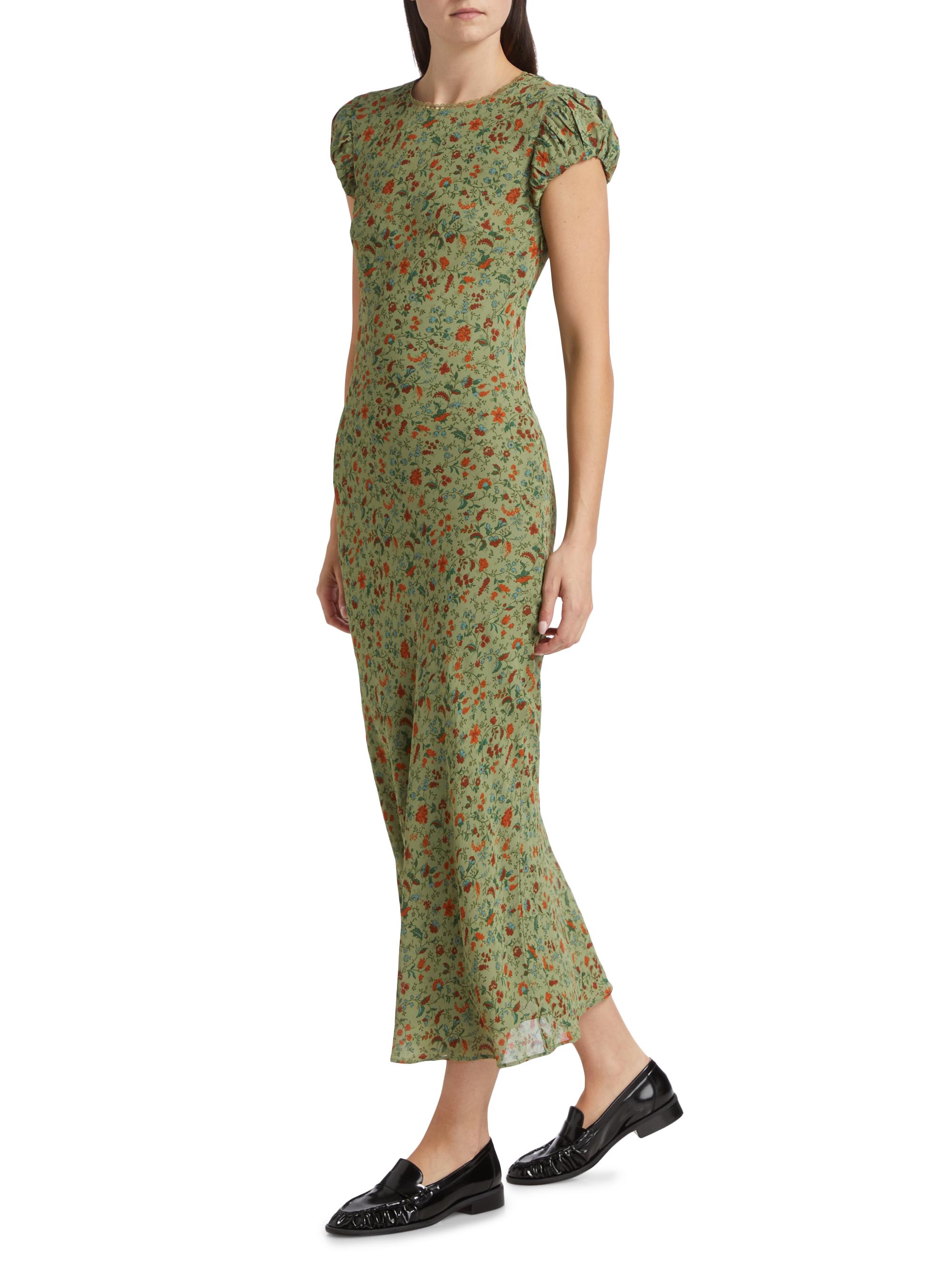 Reformation Leana Floral Georgette Midi-Dres | Saks Fifth Avenue