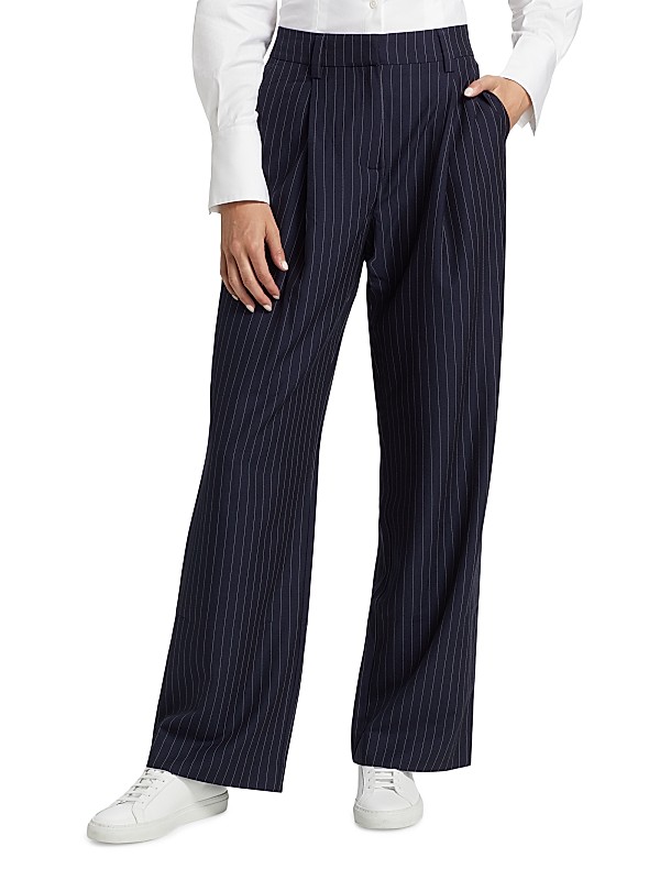 Shop Reformation Alex Pinstriped Mid-Rise Straight-Leg Pants | Saks Fifth Avenue Shop Reformation Alex Pinstriped Mid-Rise Straight-Leg Pants | Saks Fifth Avenue