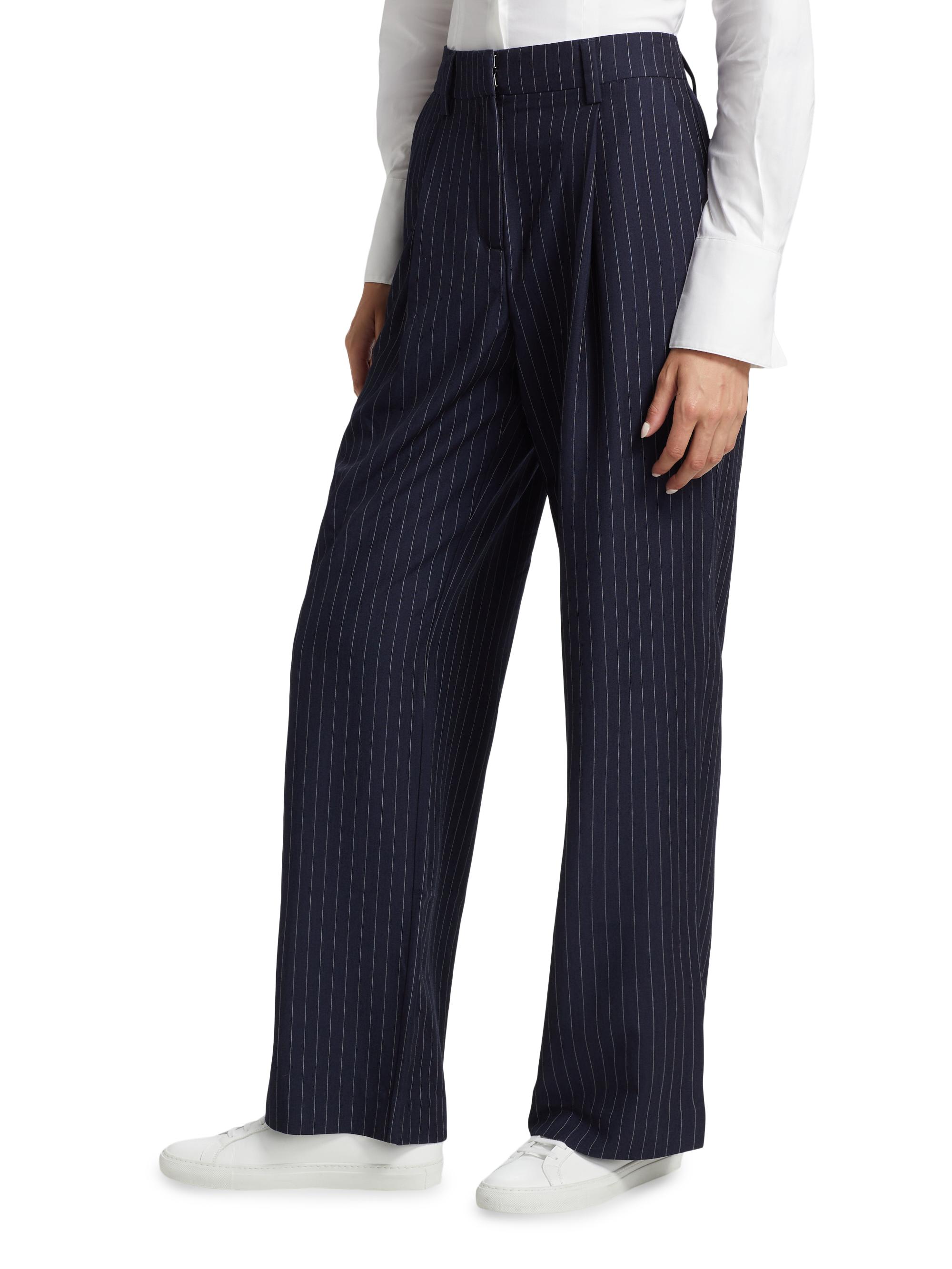 新品APOCRYPHA. / STRIPE SIDE OPEN SLACKS Reformation Alex Pinstriped Mid-Rise Straight-Leg Pants