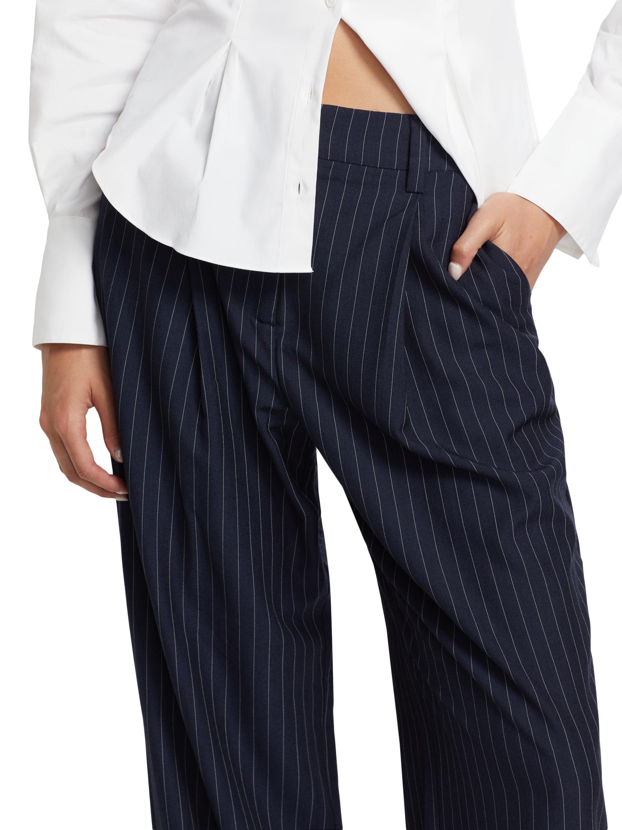 Reformation Alex Pinstriped Mid-Rise Straight-Leg Pants