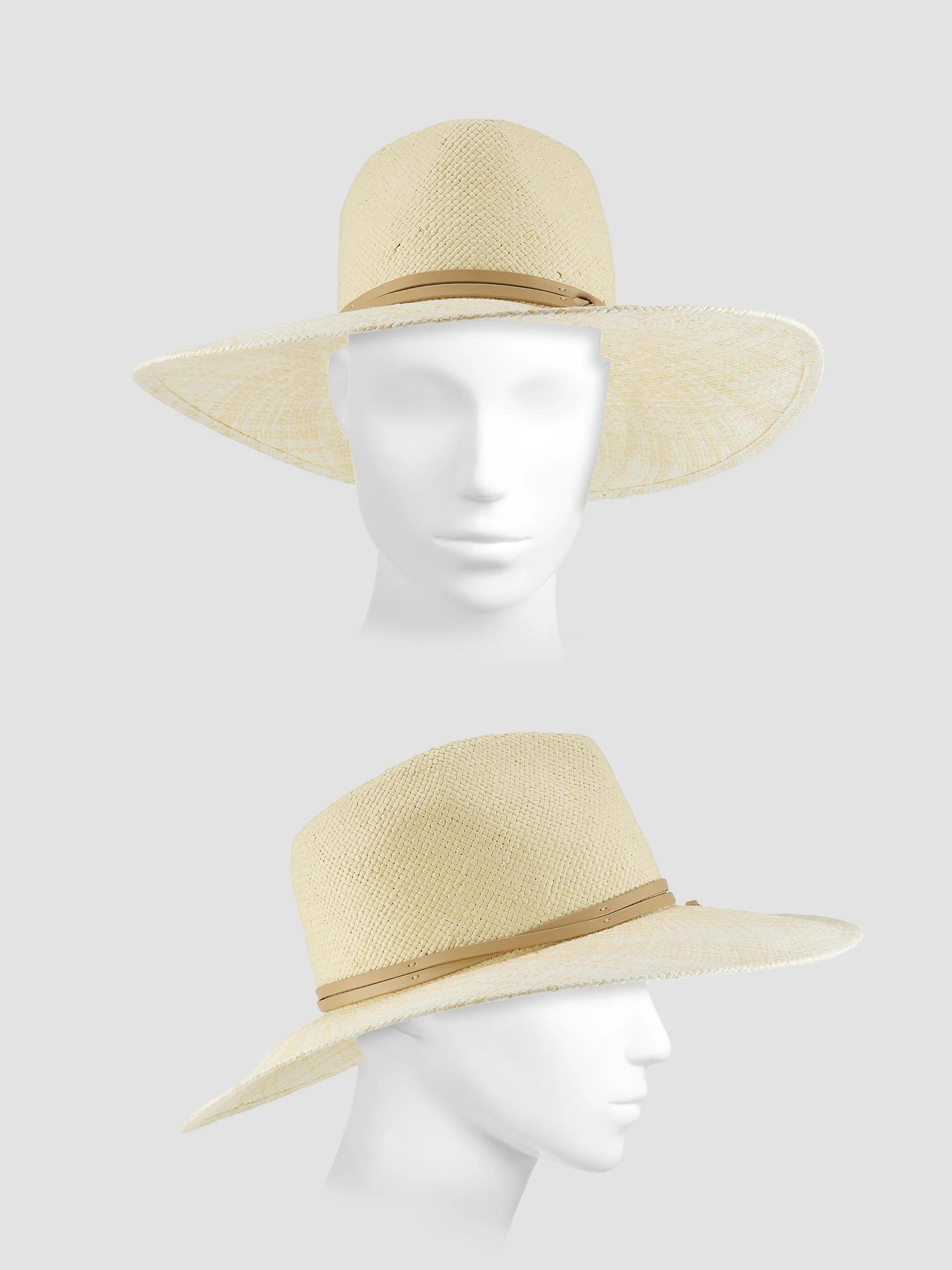 Chapeau Femme Boohoo Maya - Paille Avec Finitions PU, Couleur Crème, Neuf Avec étiquettes