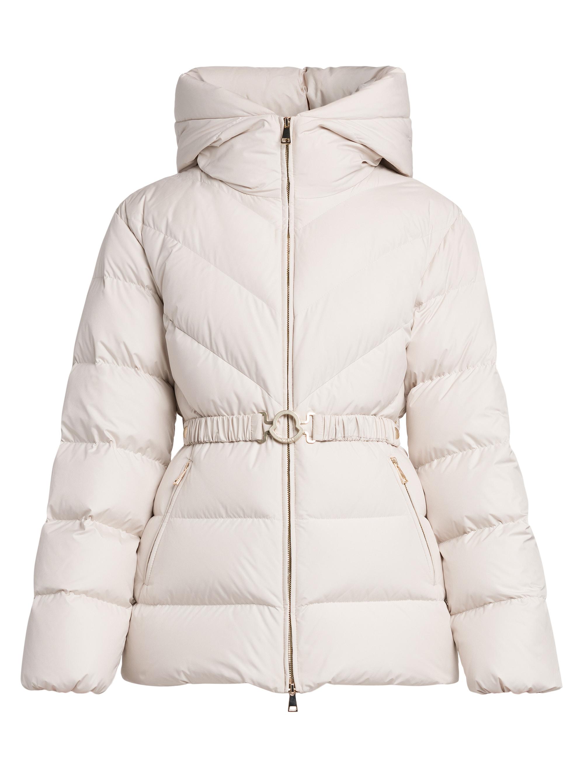 Moncler Women's Brosse Belted Puffer Jacket - White