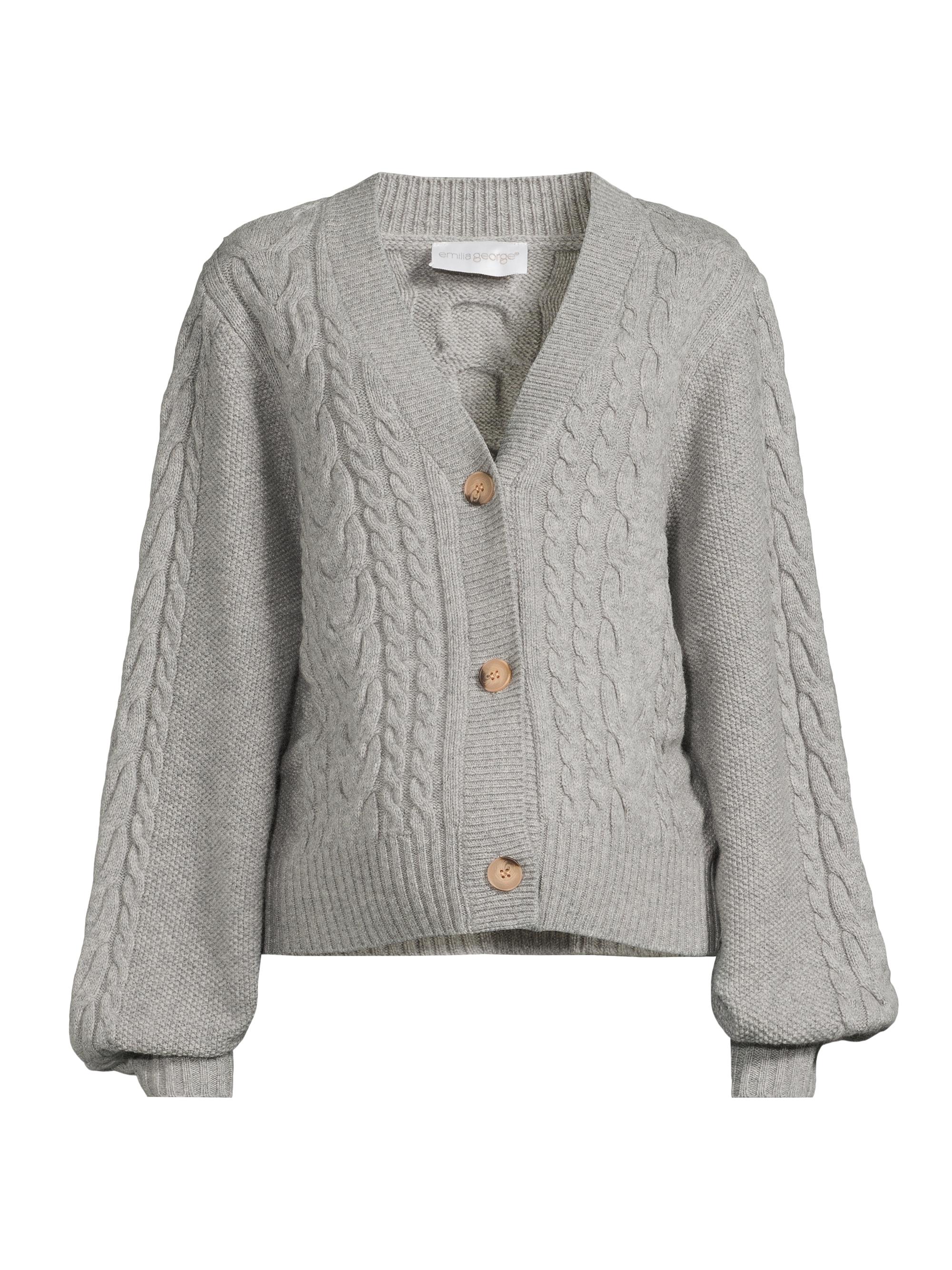 Emilia George Women's Jenni Maternity Wool Cable-Knit Cardigan - Grey