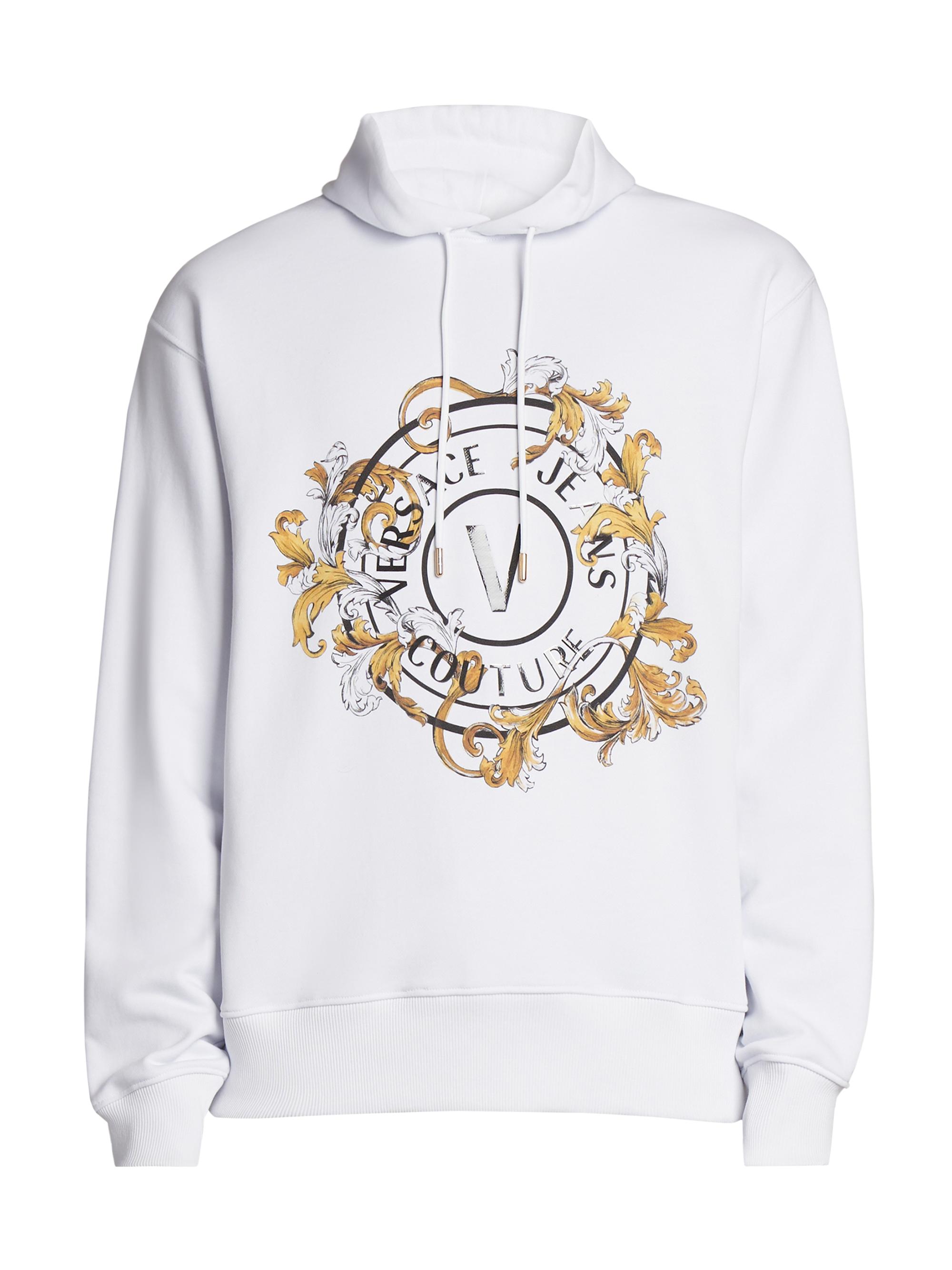 Versace Jeans Couture Men's Screen-Printed Logo Hoodie - White Gold