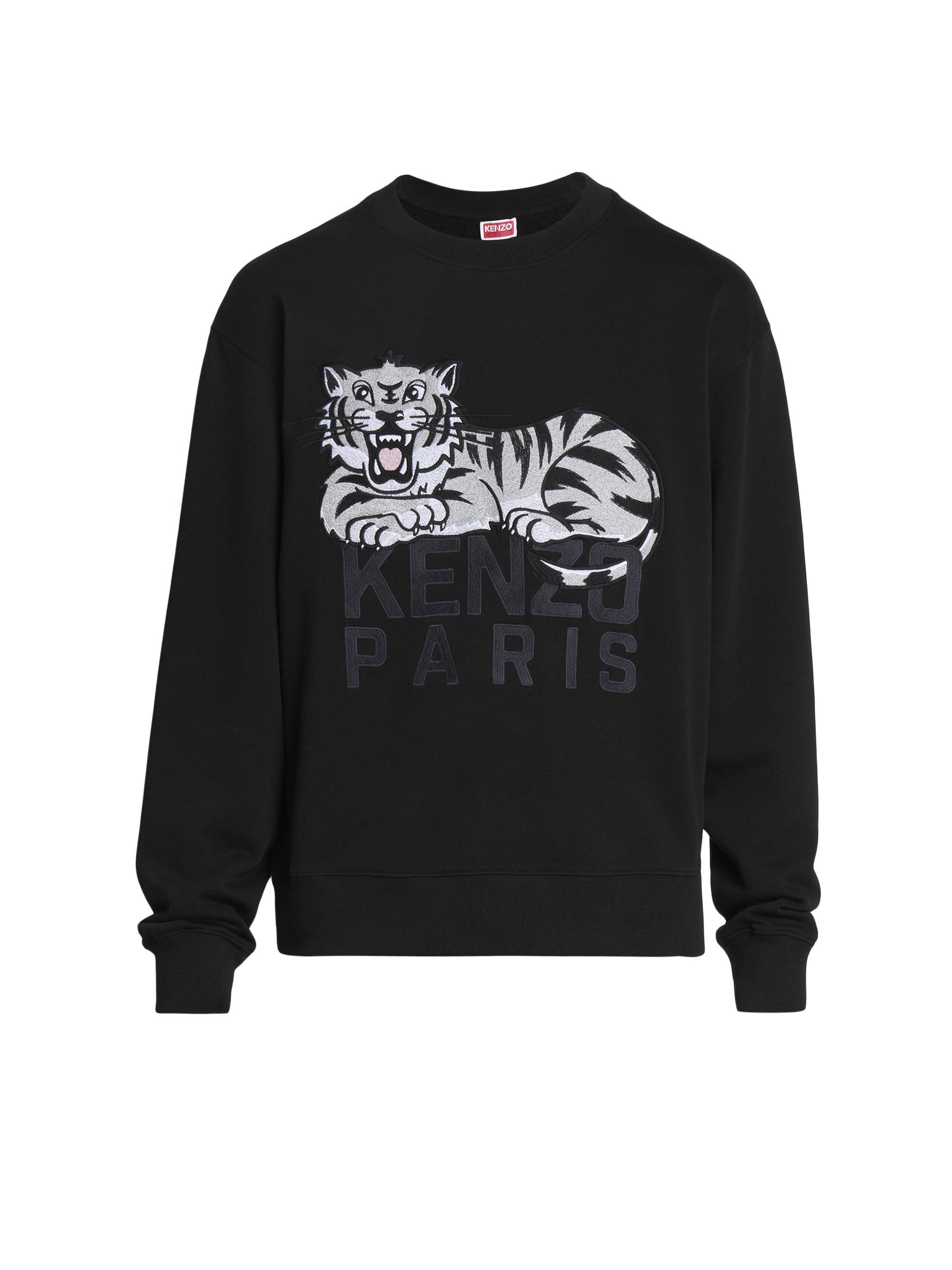 Kenzo Men's Happy Tiger Embroidered Crewneck Sweatshirt - Black