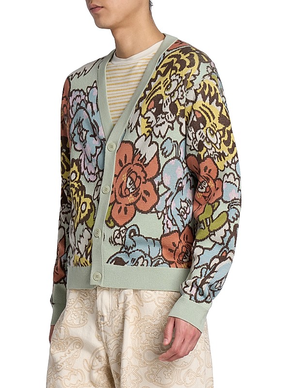 Shop Kenzo Kenzo x Verdy Intarsia-Knit V-Neck Cardigan Shop Kenzo Kenzo x Verdy Intarsia-Knit V-Neck Cardigan