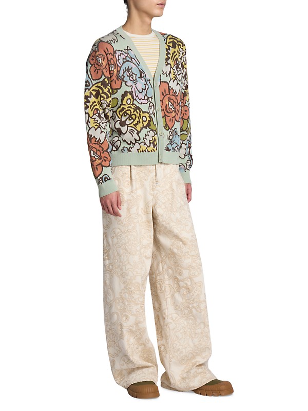 Shop Kenzo Kenzo x Verdy Intarsia-Knit V-Neck Cardigan Shop Kenzo Kenzo x Verdy Intarsia-Knit V-Neck Cardigan