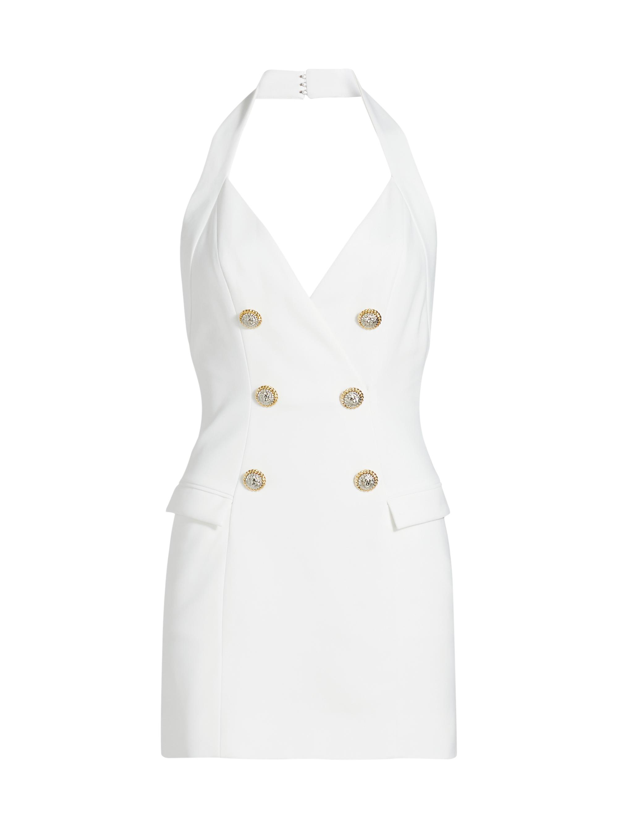Balmain Women's Crêpe Halter Double-Breasted Minidress - Blanc