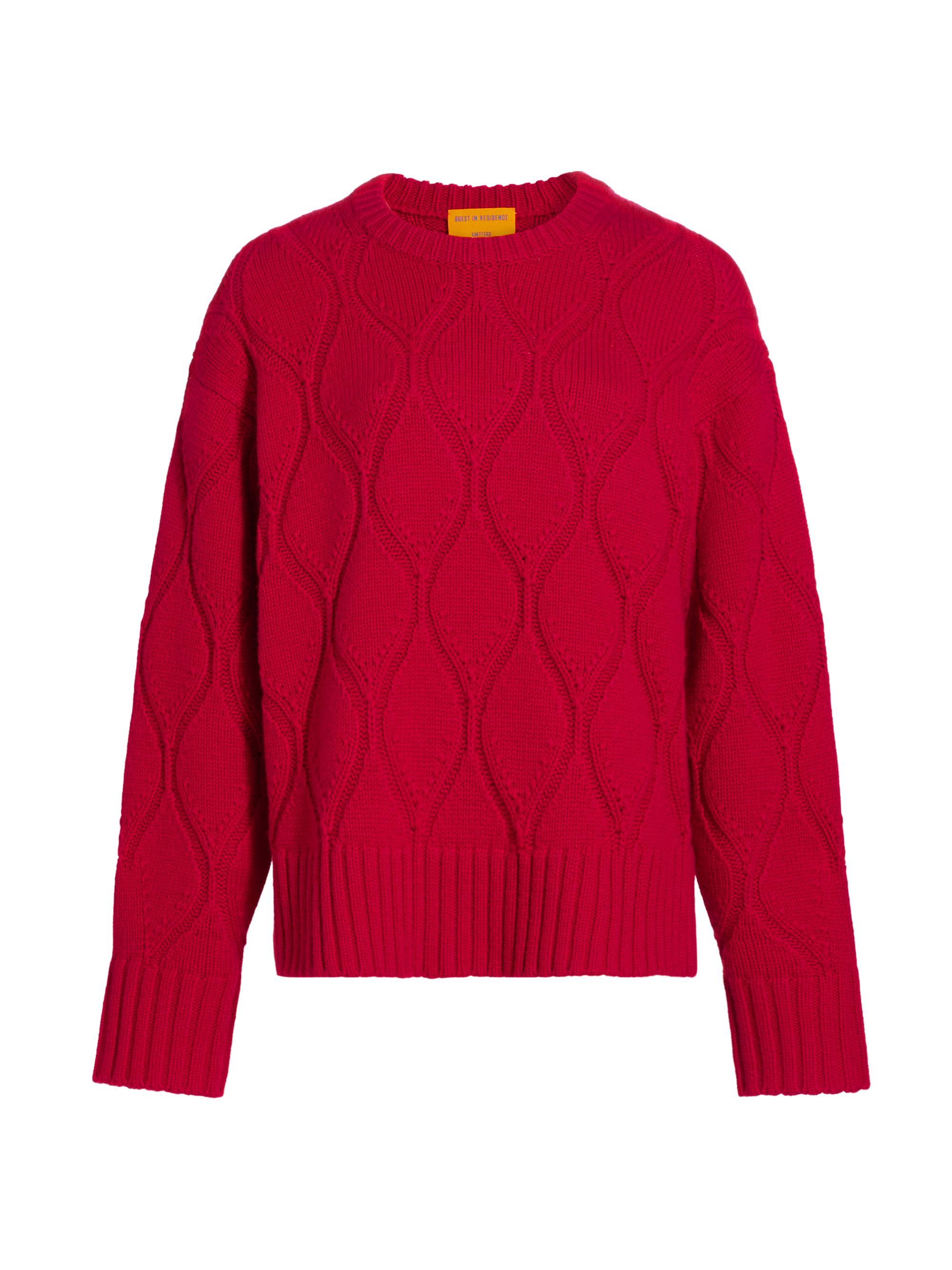 Guest in Residence Women's Wavy Cashmere Crewneck Sweater - True Red