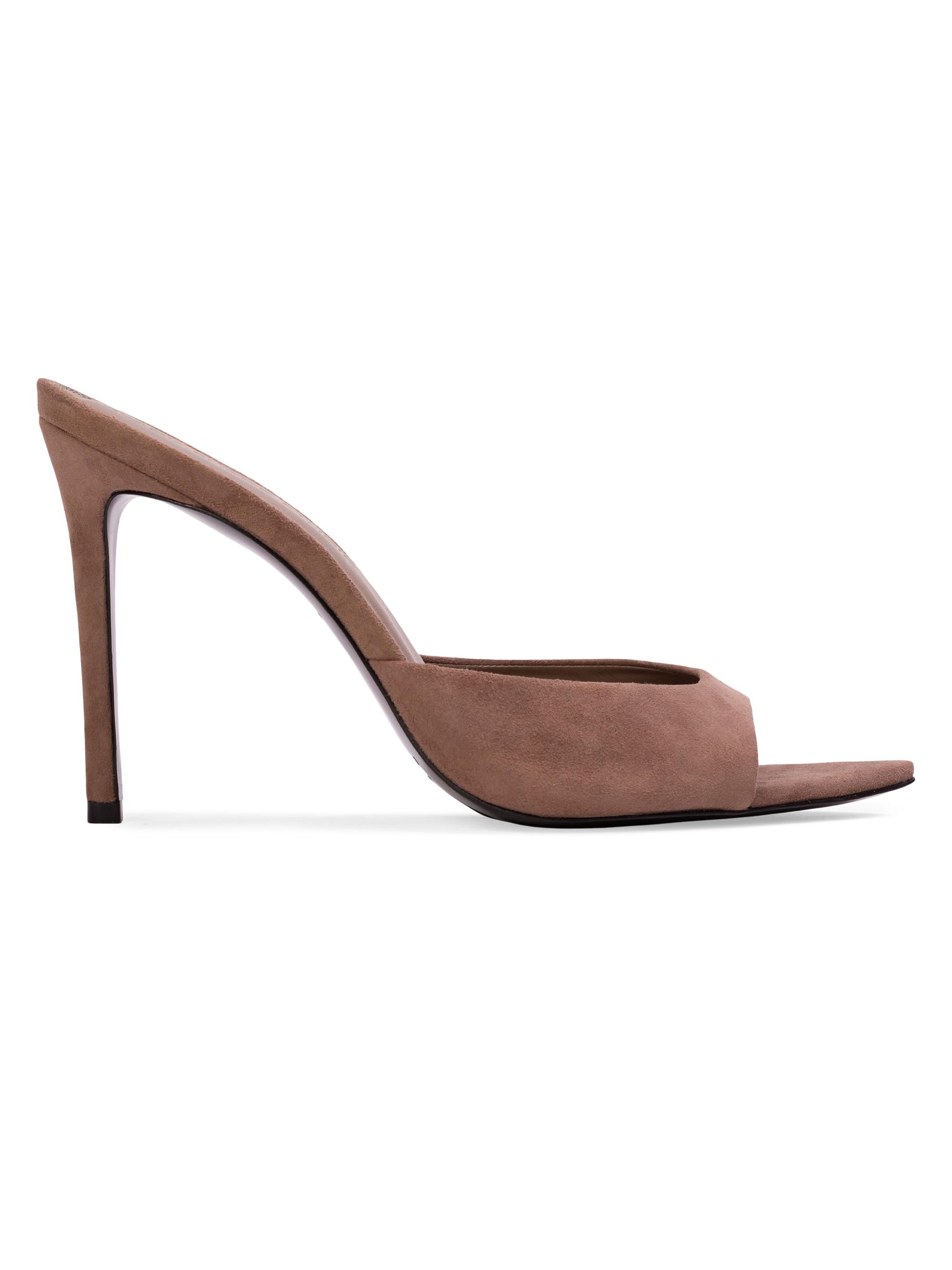Black Suede Studio Women's Brea 100MM Suede Mules - Taupe Suede