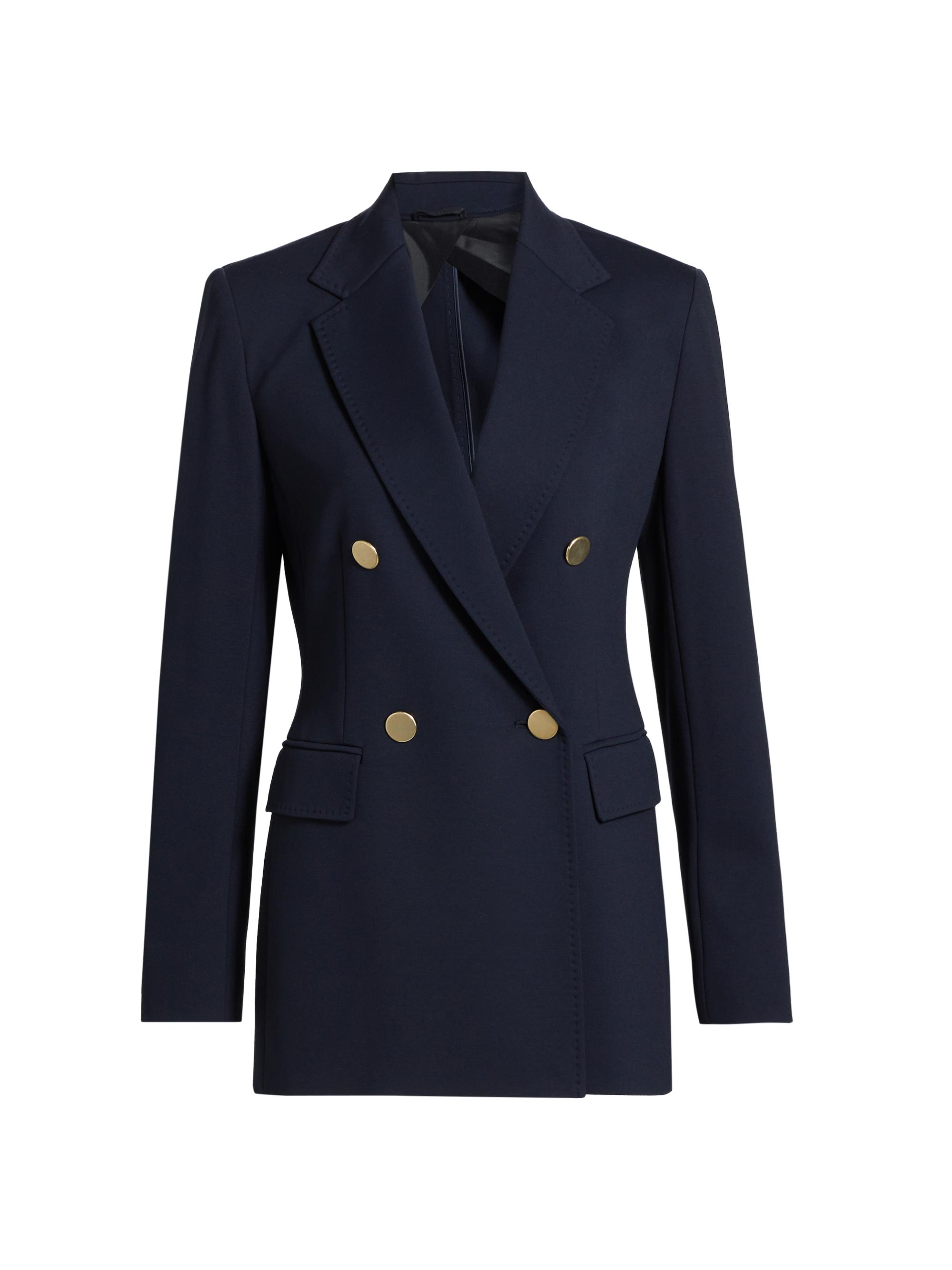 Max Mara Studio Women's Lerici Jersey Double-Breasted Blazer - Navy