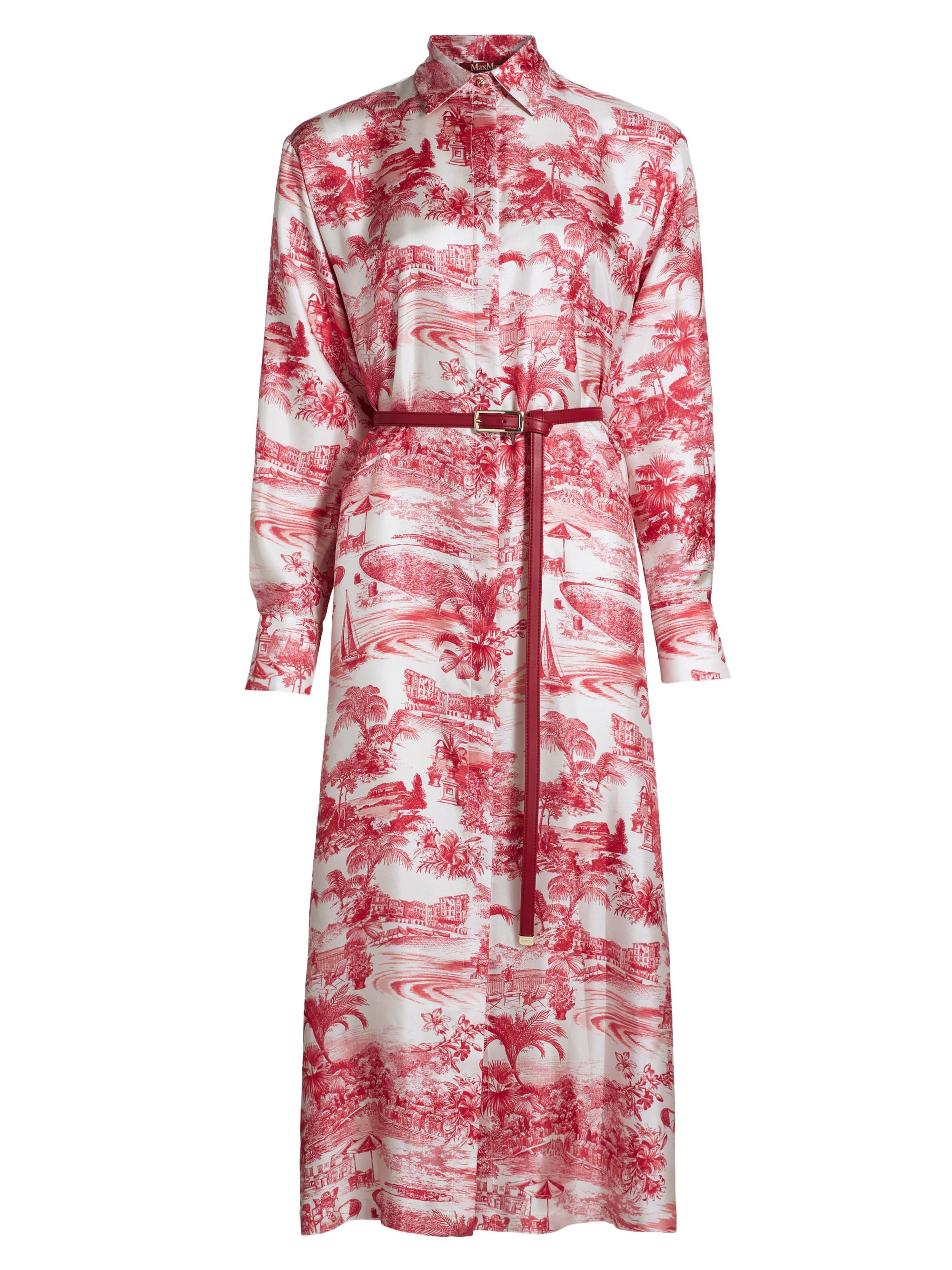 Max Mara Studio Women's Svelto Trompe L'oeil Silk Belted Midi-Shirtdress - Red