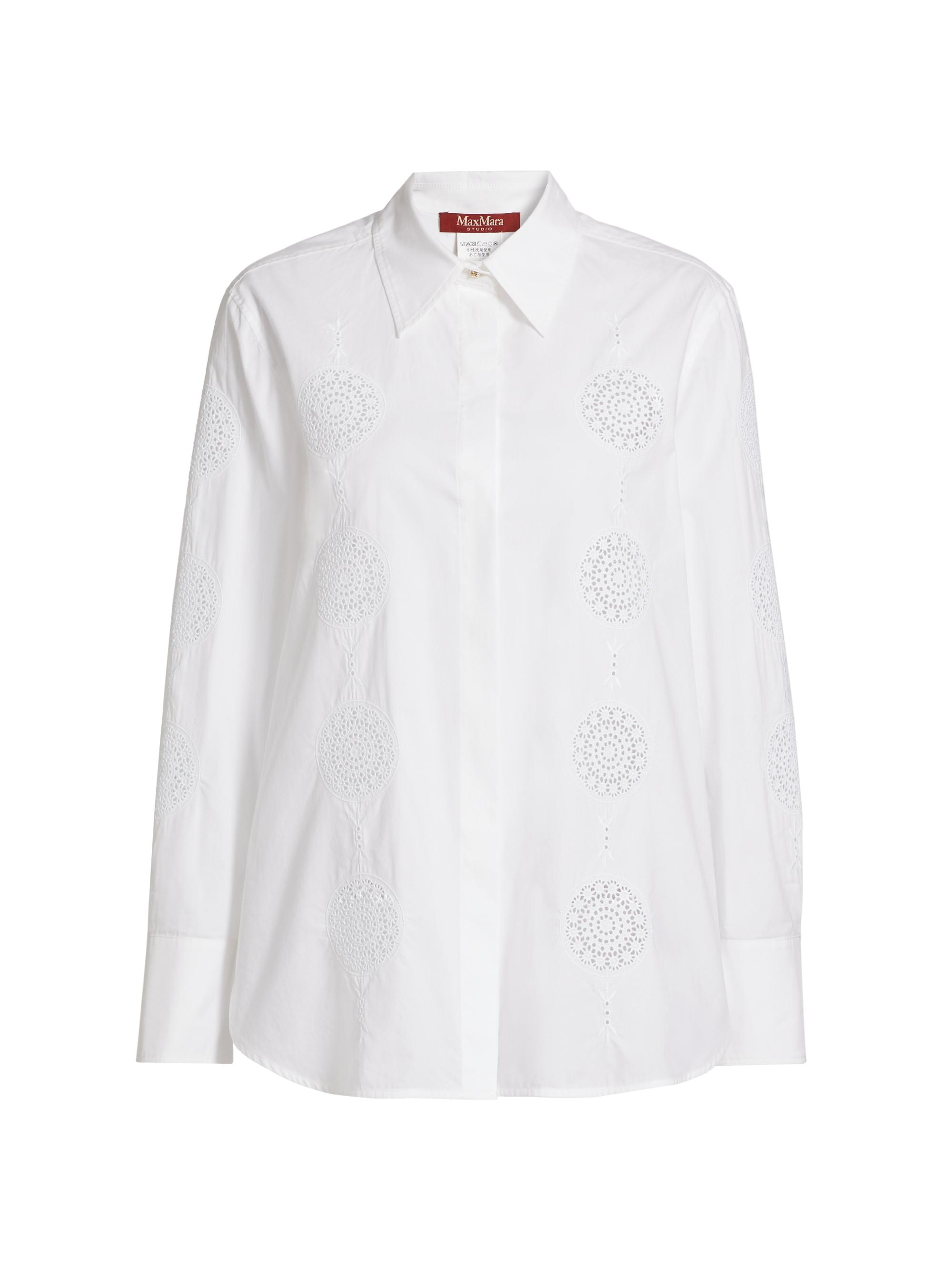Max Mara Studio Women's Sesia Broderie Anglaise Cotton Button-Front Shirt - Optical White