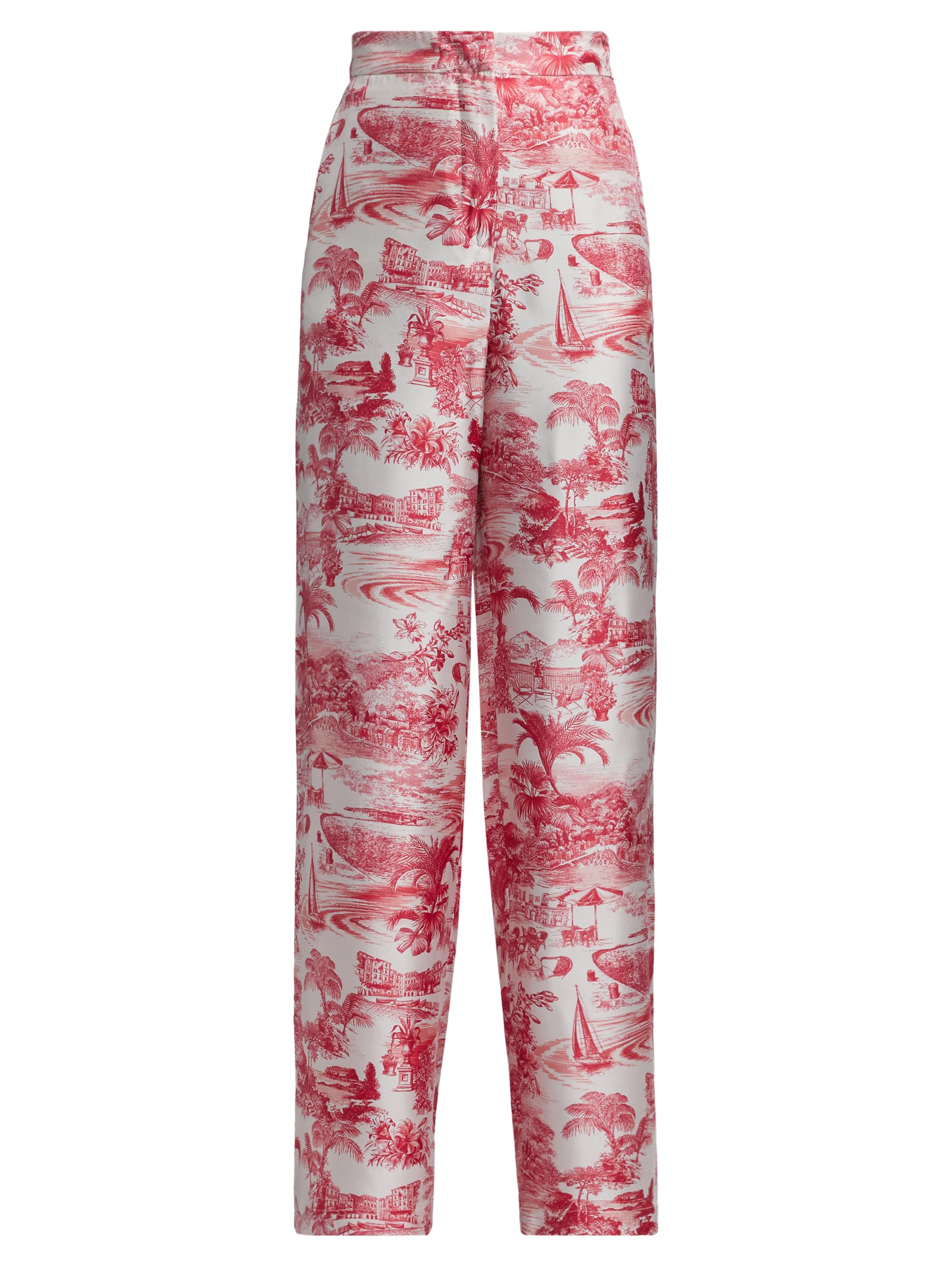 Max Mara Studio Women's Zeus Trompe L'oeil Silk Straight-Leg Pants - Red