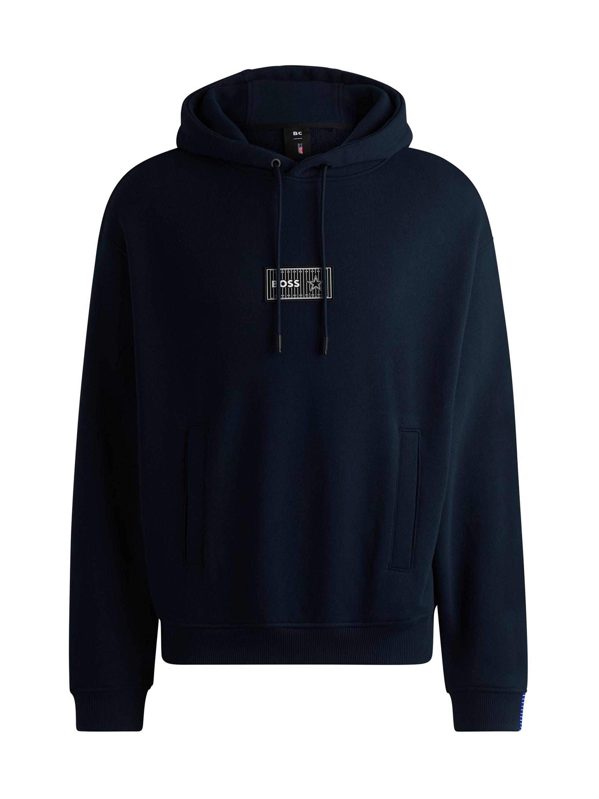 BOSS Men's  x NFL Cotton-Terry Hoodie with Special Branding - Dallas Cowboys Dark Blue