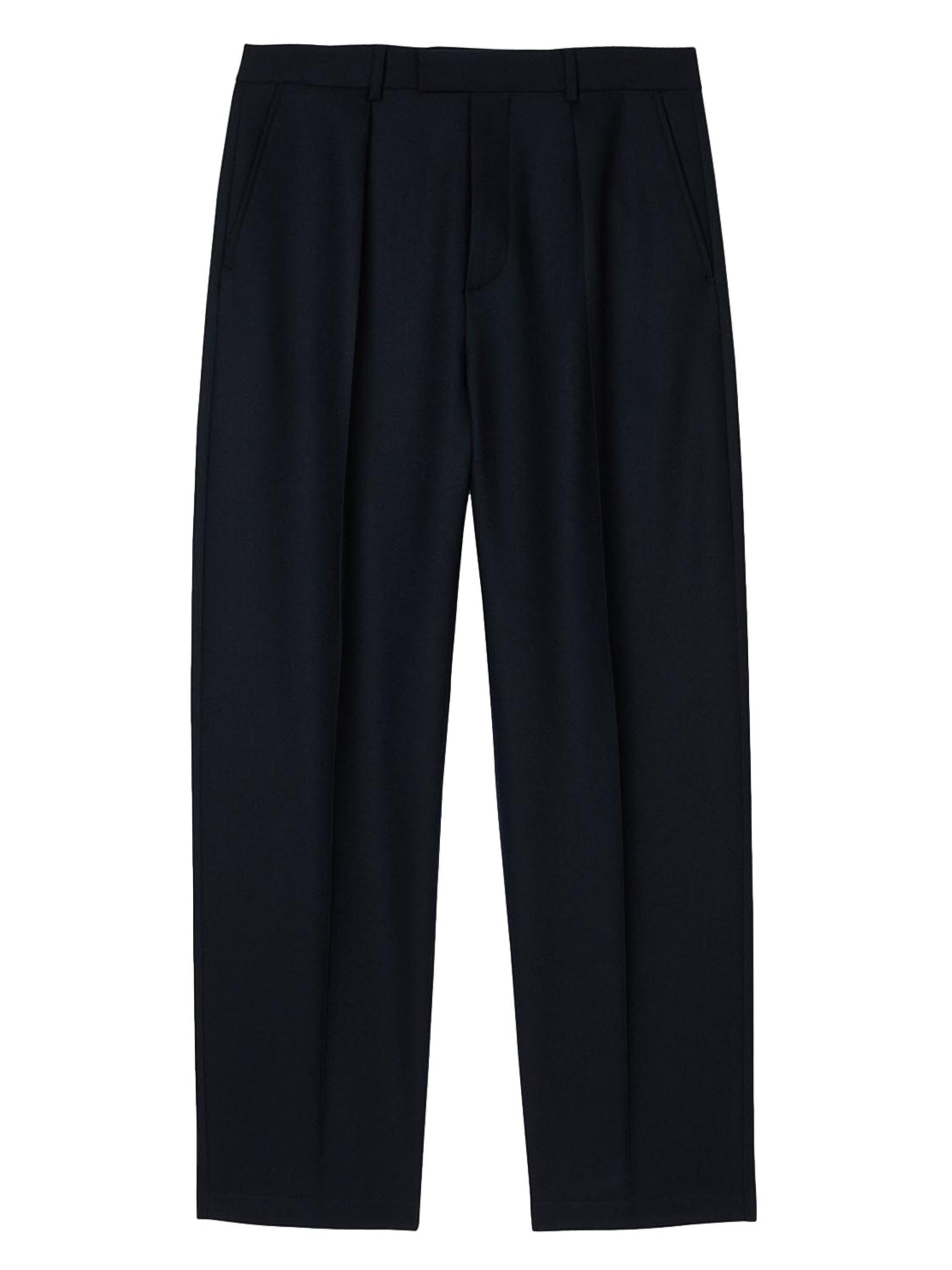Sandro Men's Wide-Leg Trousers with Creases - Navy Blue