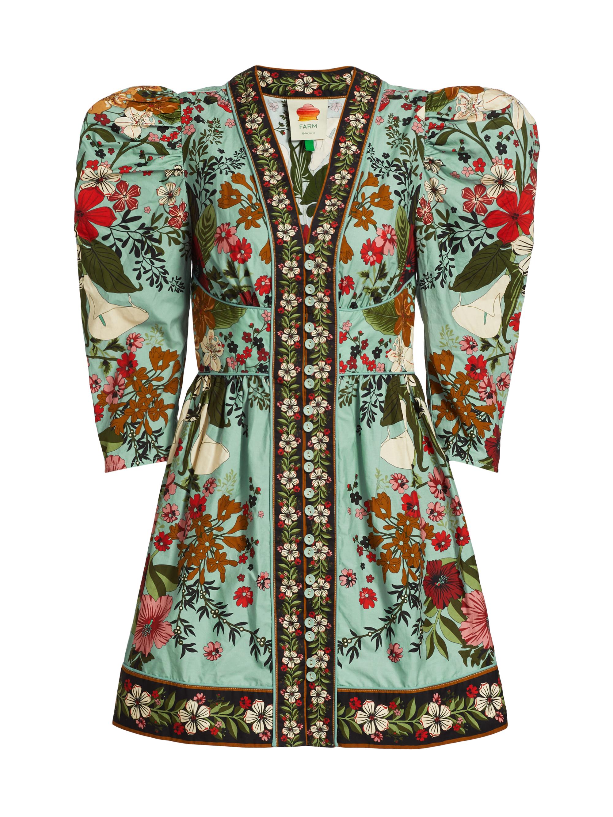 Farm Rio Women's Beauty Bouquet Floral Minidress - Blue