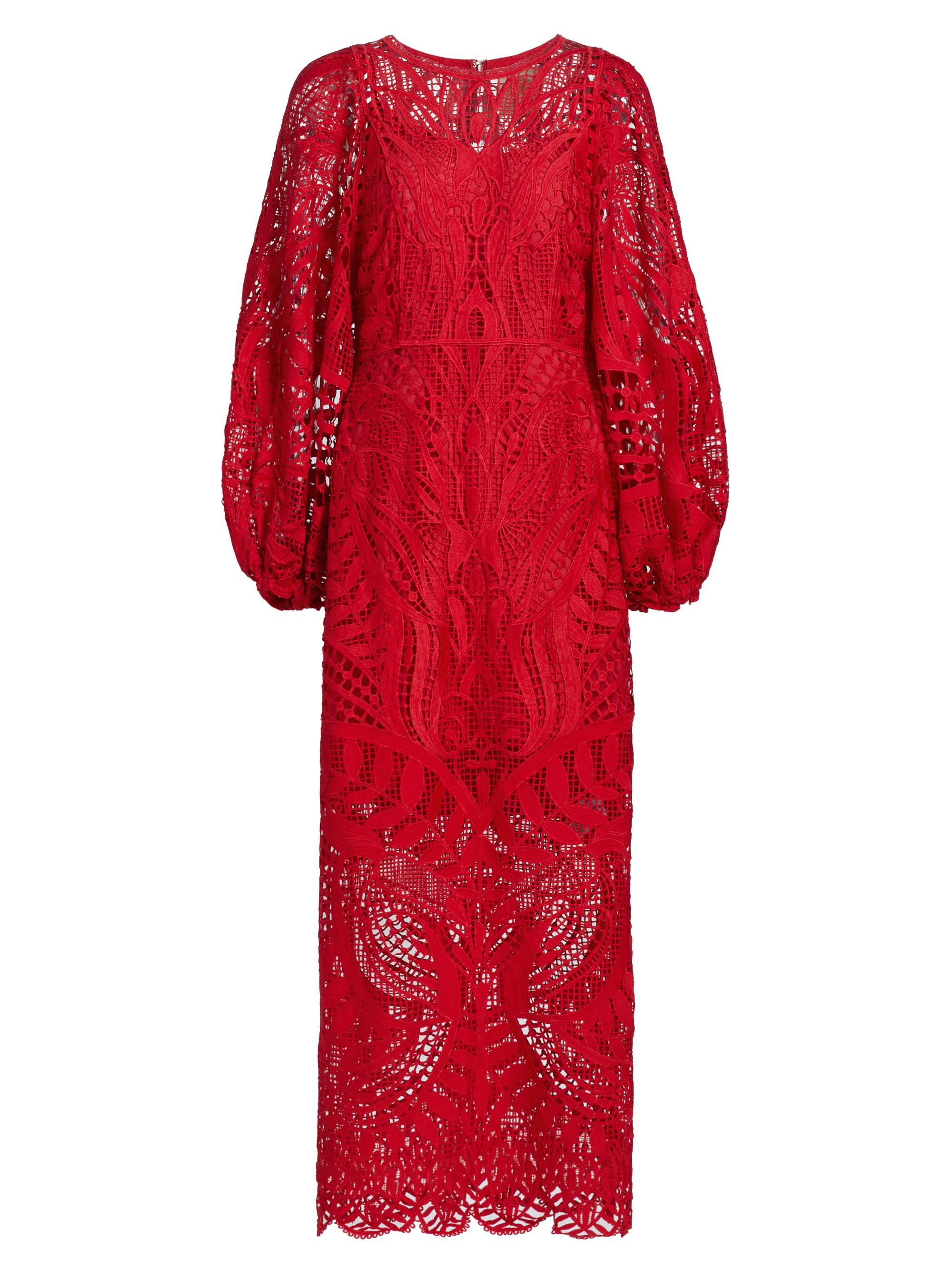 Farm Rio Women's Nature Guipure Midi-Dress - Red