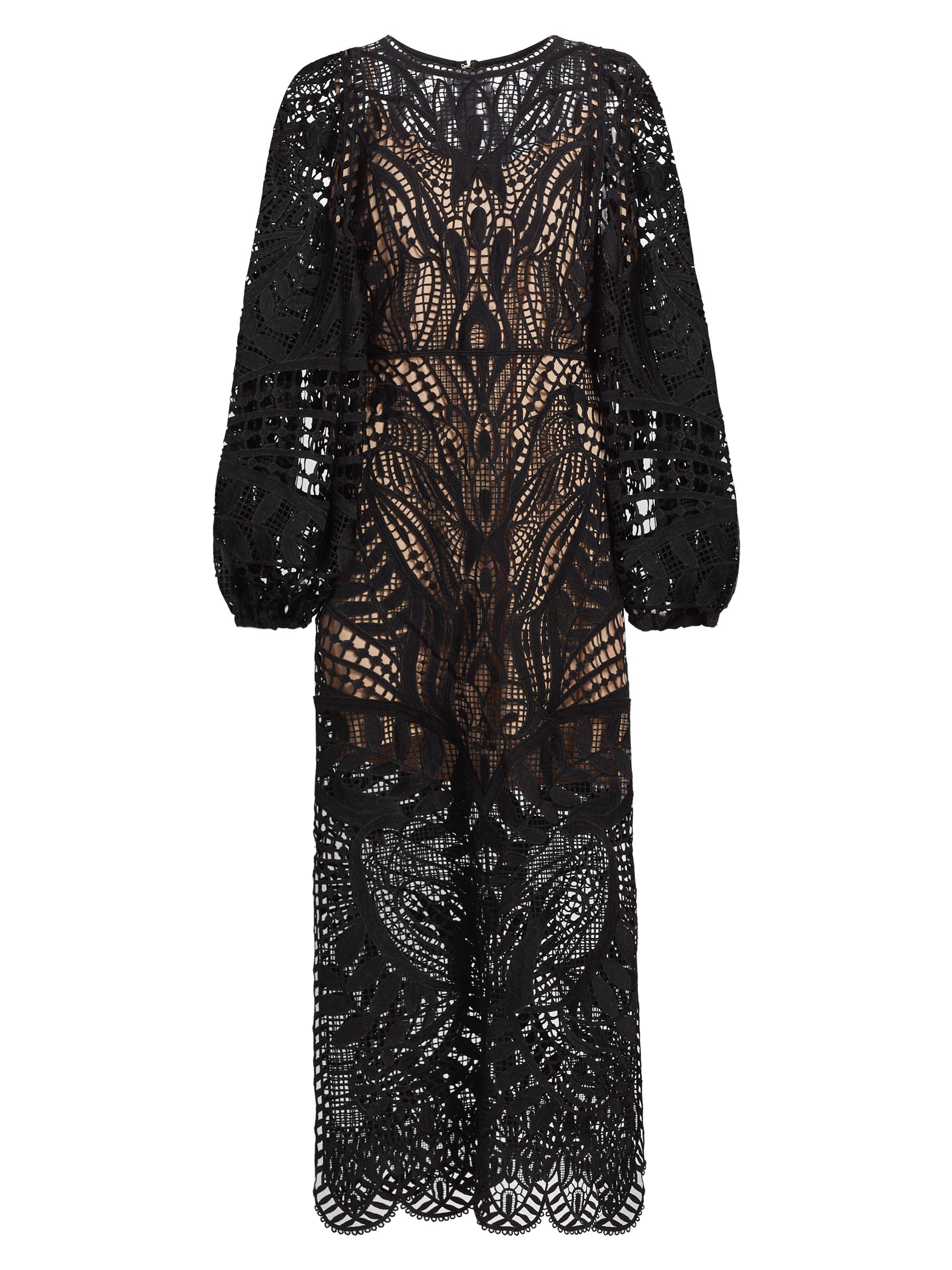 FARM RIO ブロイダリーアングレーズコットン ティアードミディ丈ワンピース 0400021930254_BLACK?wid=830&