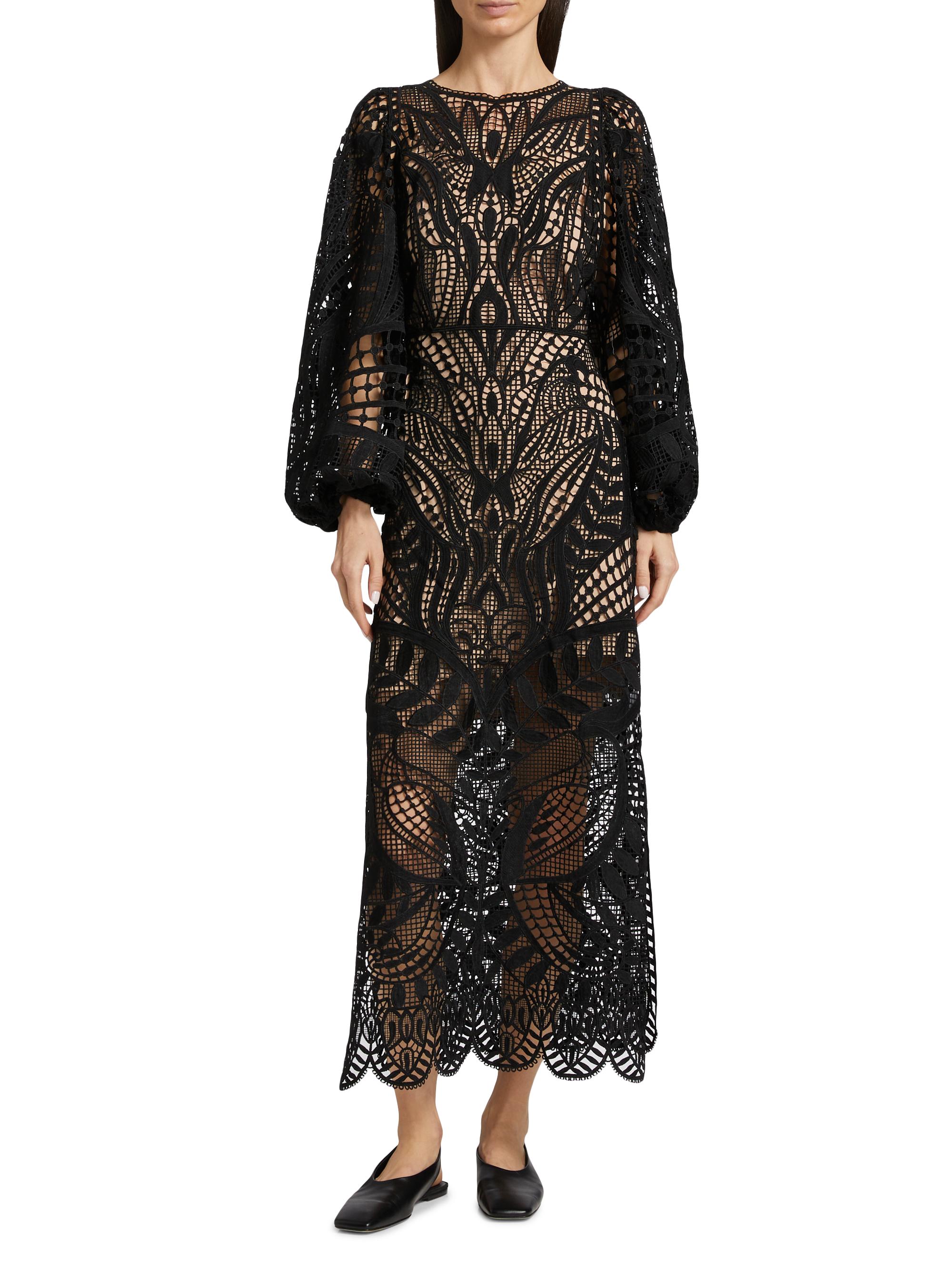 Farm Rio Nature Guipure Midi-Dress | Saks Fifth Avenue