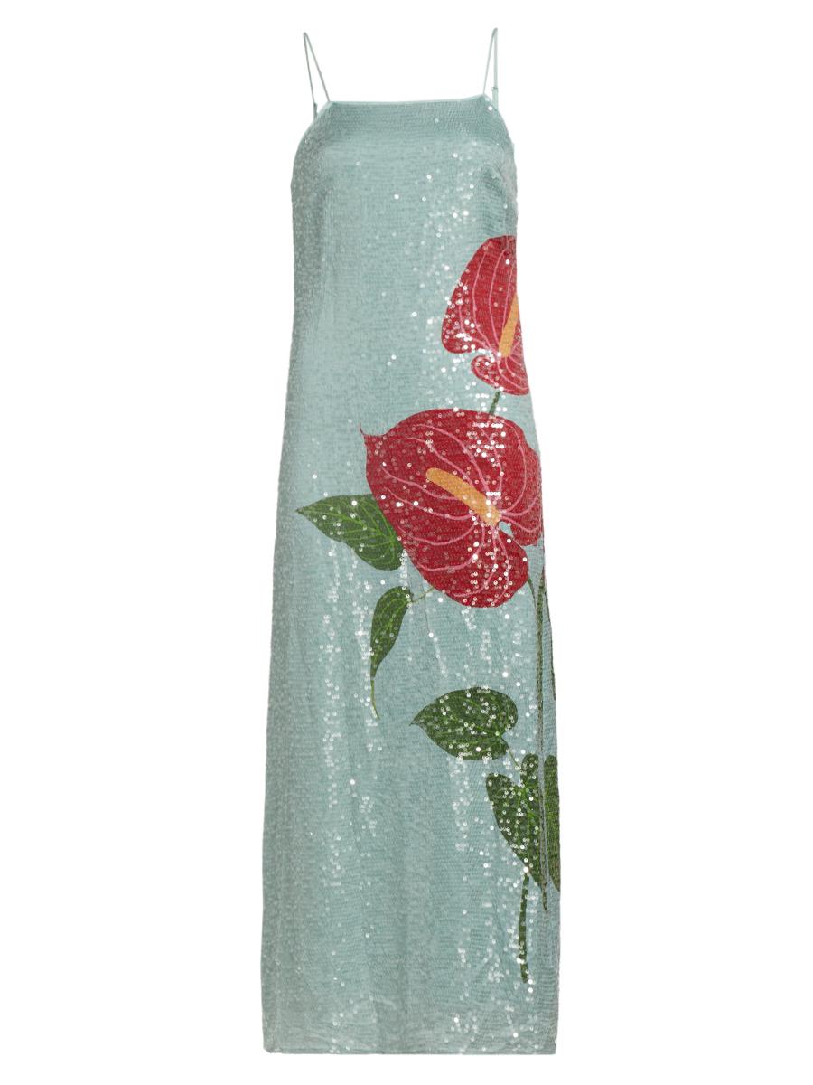 Farm Rio Sequined Anthurium Slip Maxi Dress | Saks Fifth Avenue