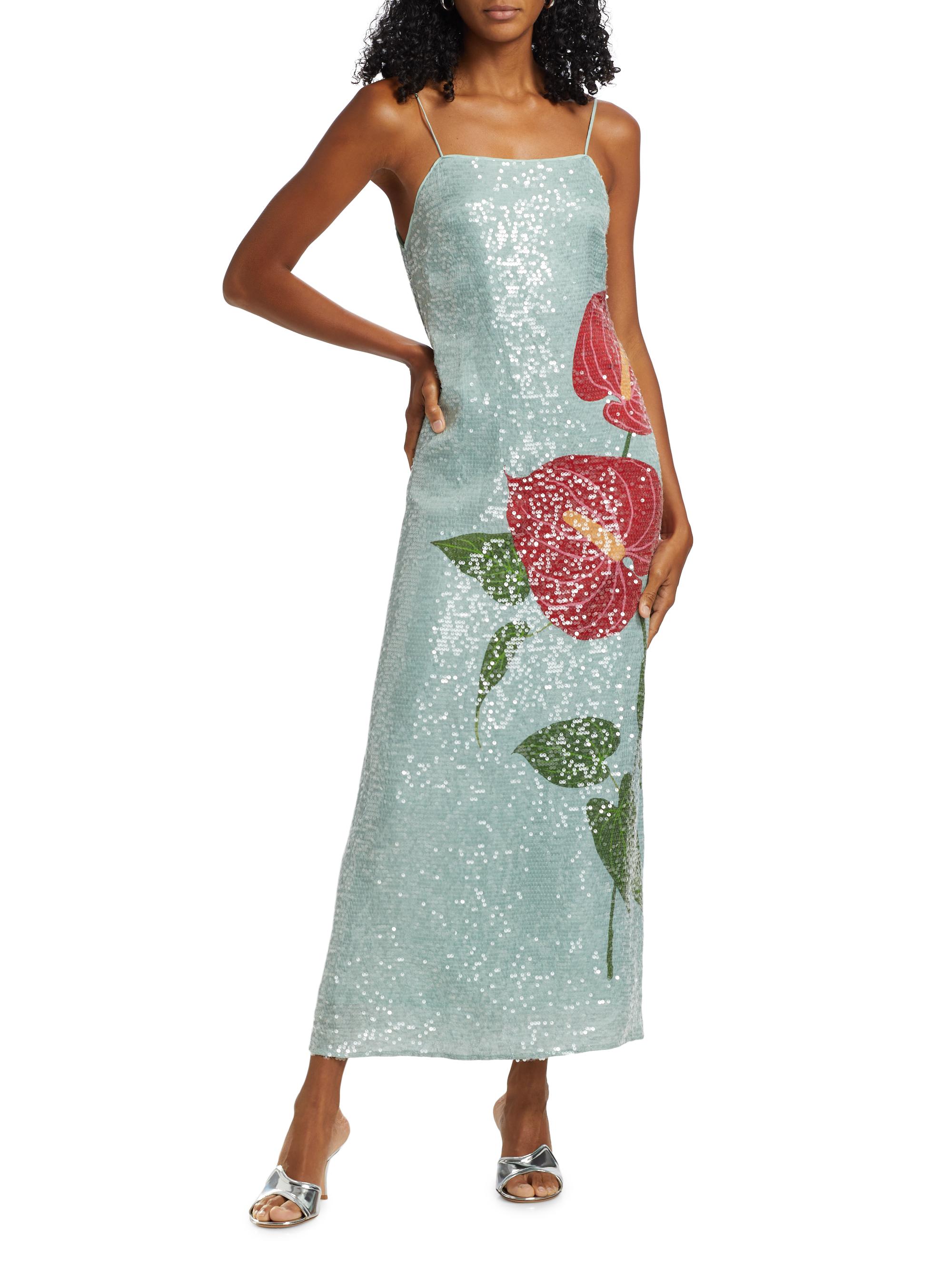 Farm Rio Sequined Anthurium Slip Maxi Dress | Saks Fifth Avenue