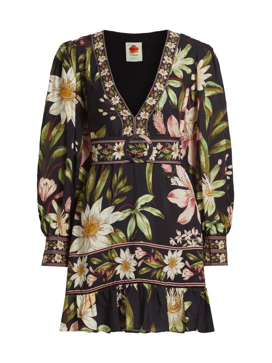 RIO❤︎ Farm Rio Surreal Flowers Belted Minidress | Saks Fifth Avenue
