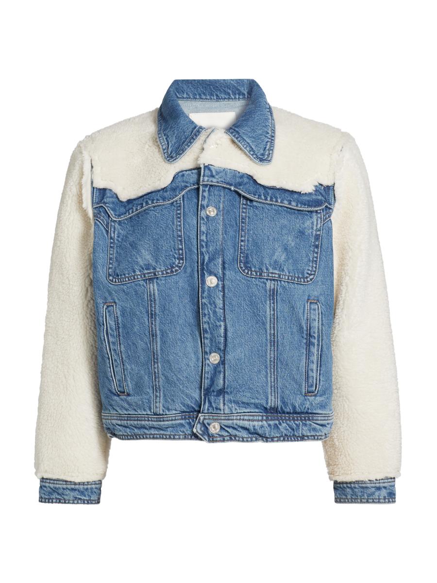 Mother Women's Backbend Faux Shearling Denim Jacket In Deans List
