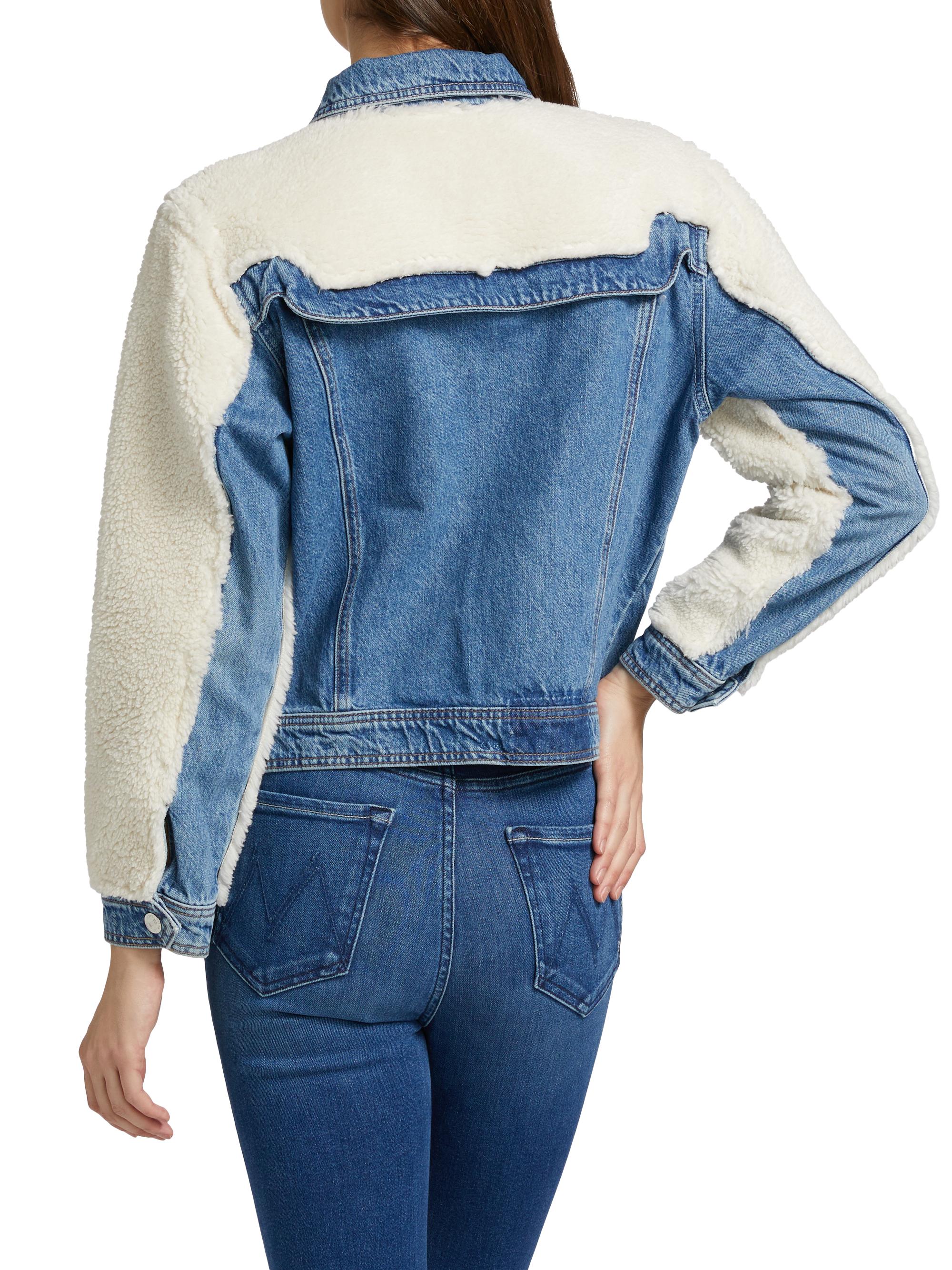 Mother Backbend Faux Shearling Denim Jacket | Saks Fifth Avenue